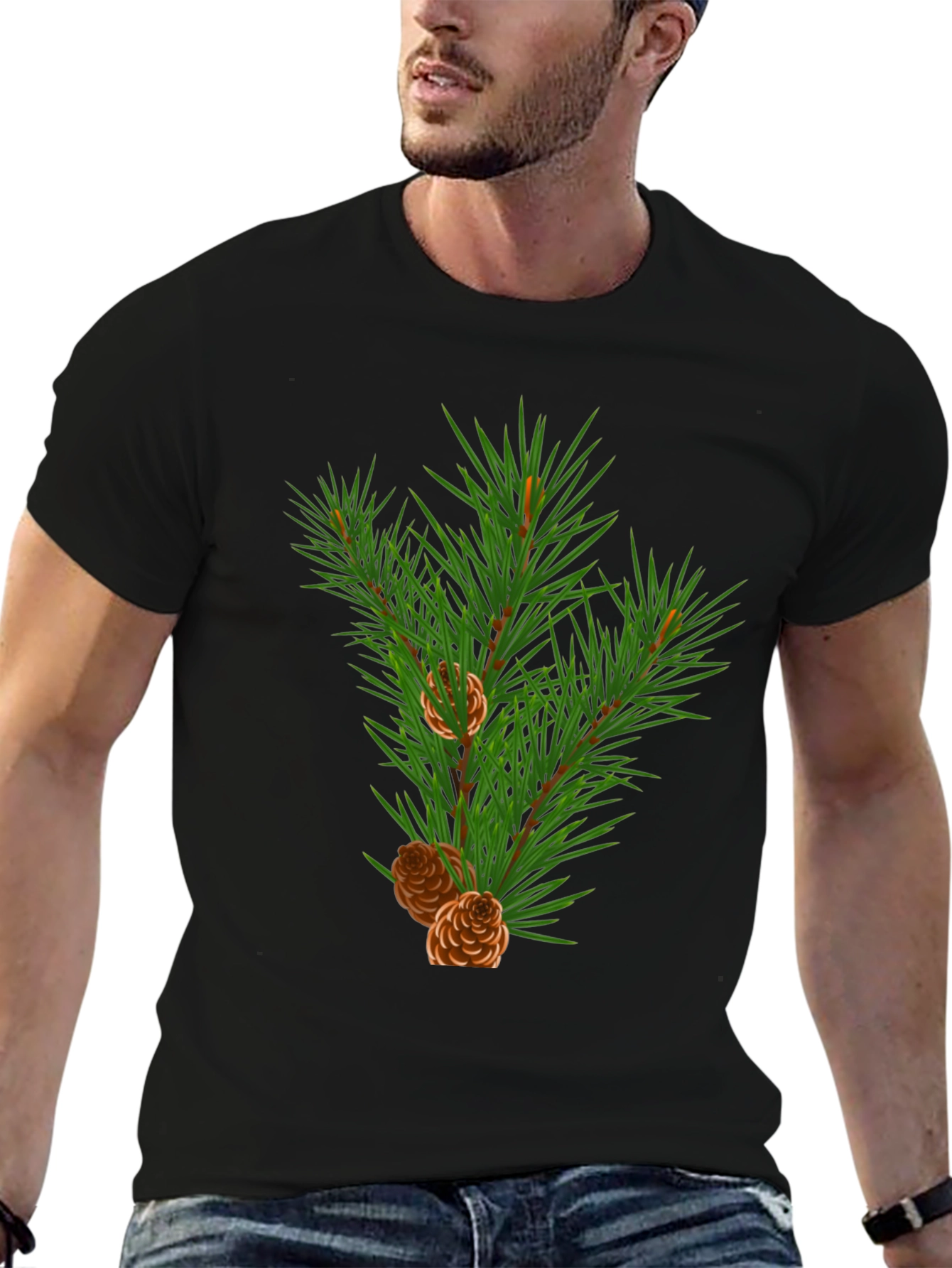 Evergreen Branch T-Shirt - Nature Inspired Graphic Tee