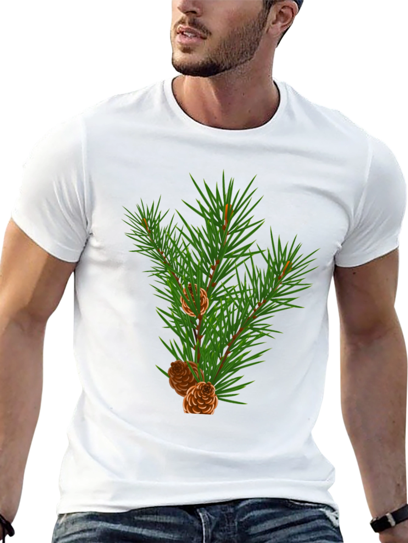 Evergreen Branch T-Shirt - Nature Inspired Graphic Tee