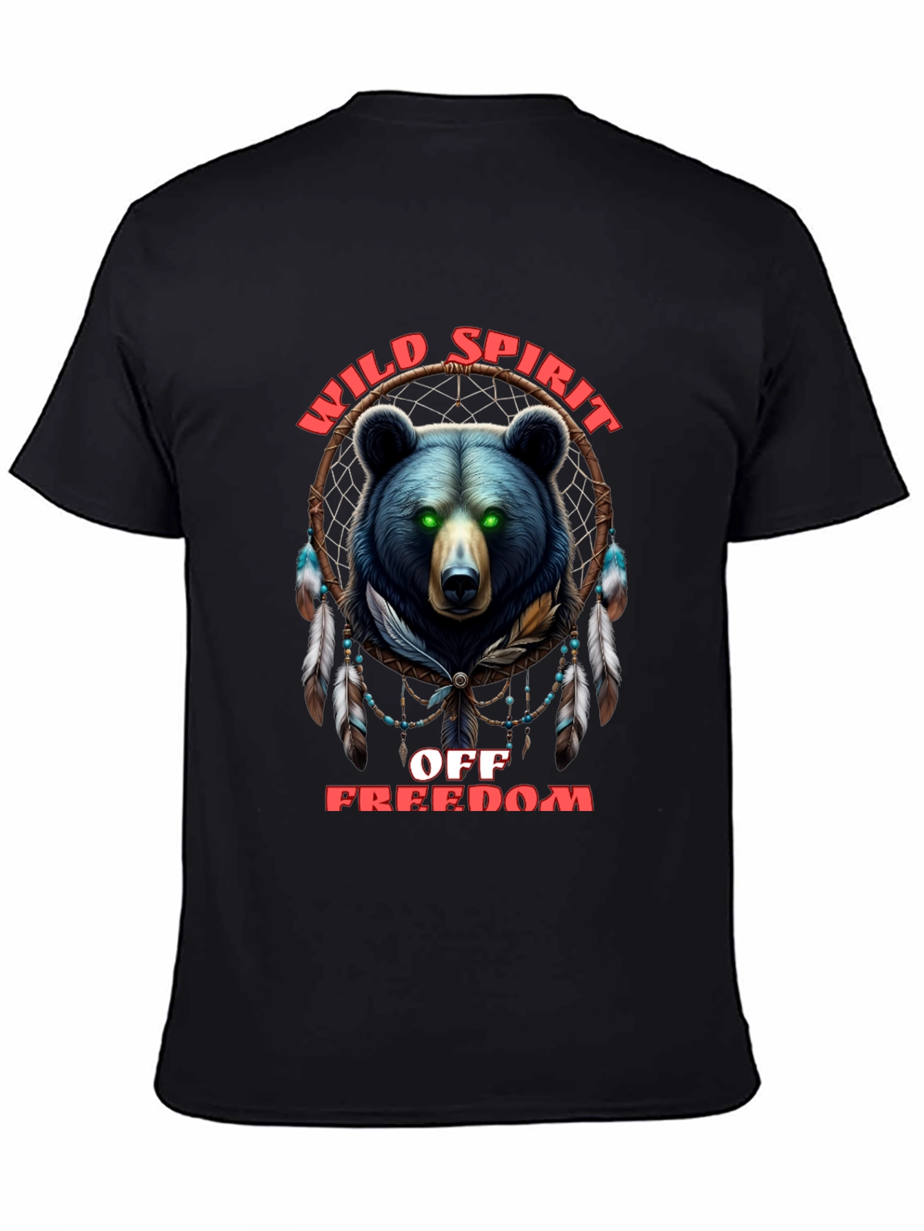 Wild Spirit Black T-Shirt with Bear Design
