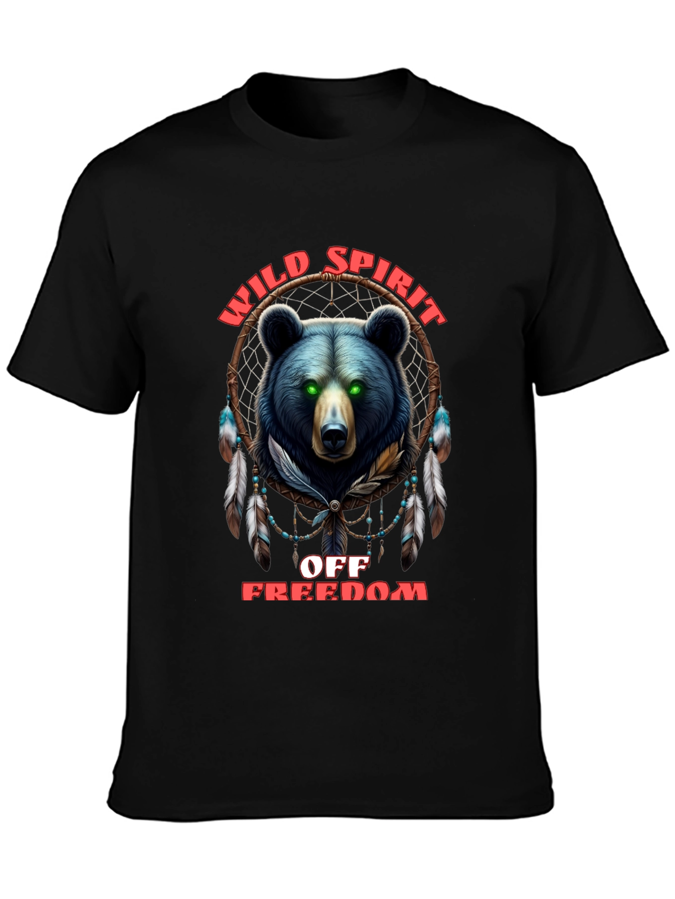 Wild Spirit Black T-Shirt with Bear Design