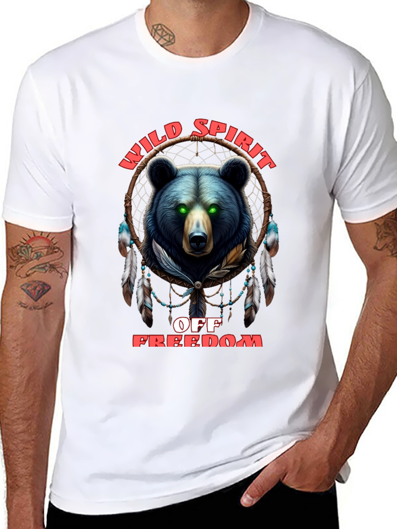 Wild Spirit Black T-Shirt with Bear Design