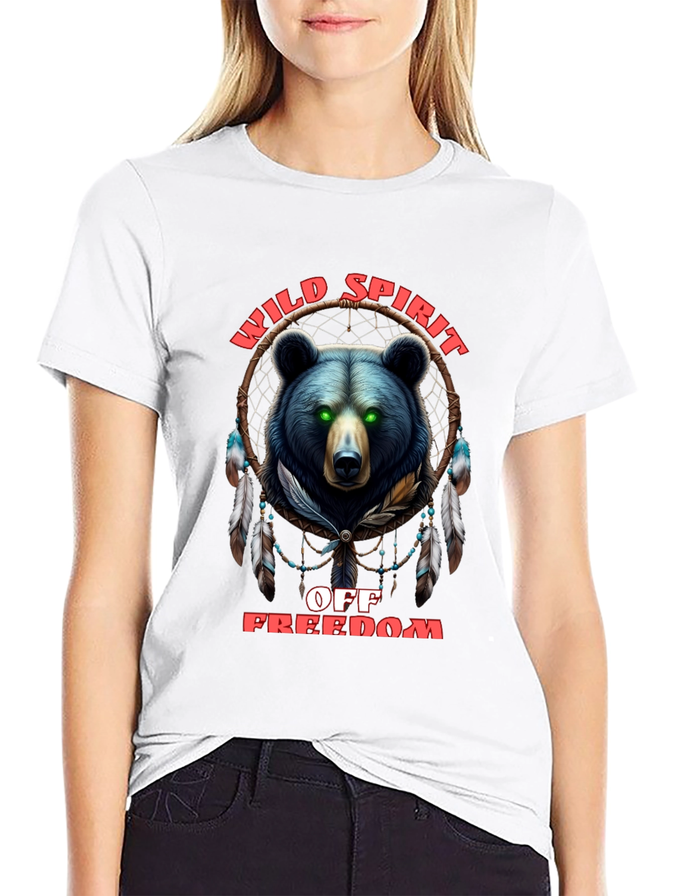 Wild Spirit Black T-Shirt with Bear Design