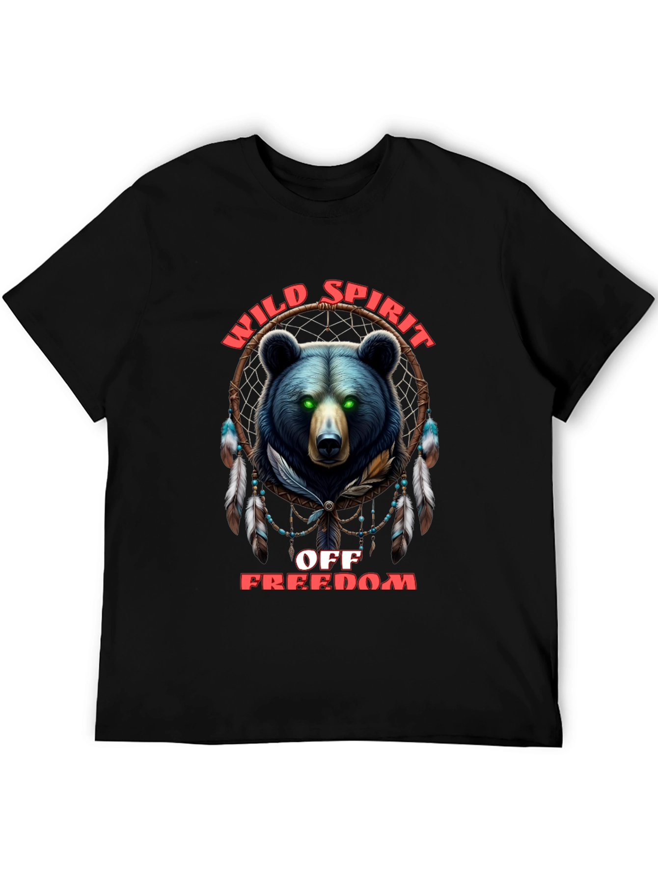 Wild Spirit Black T-Shirt with Bear Design