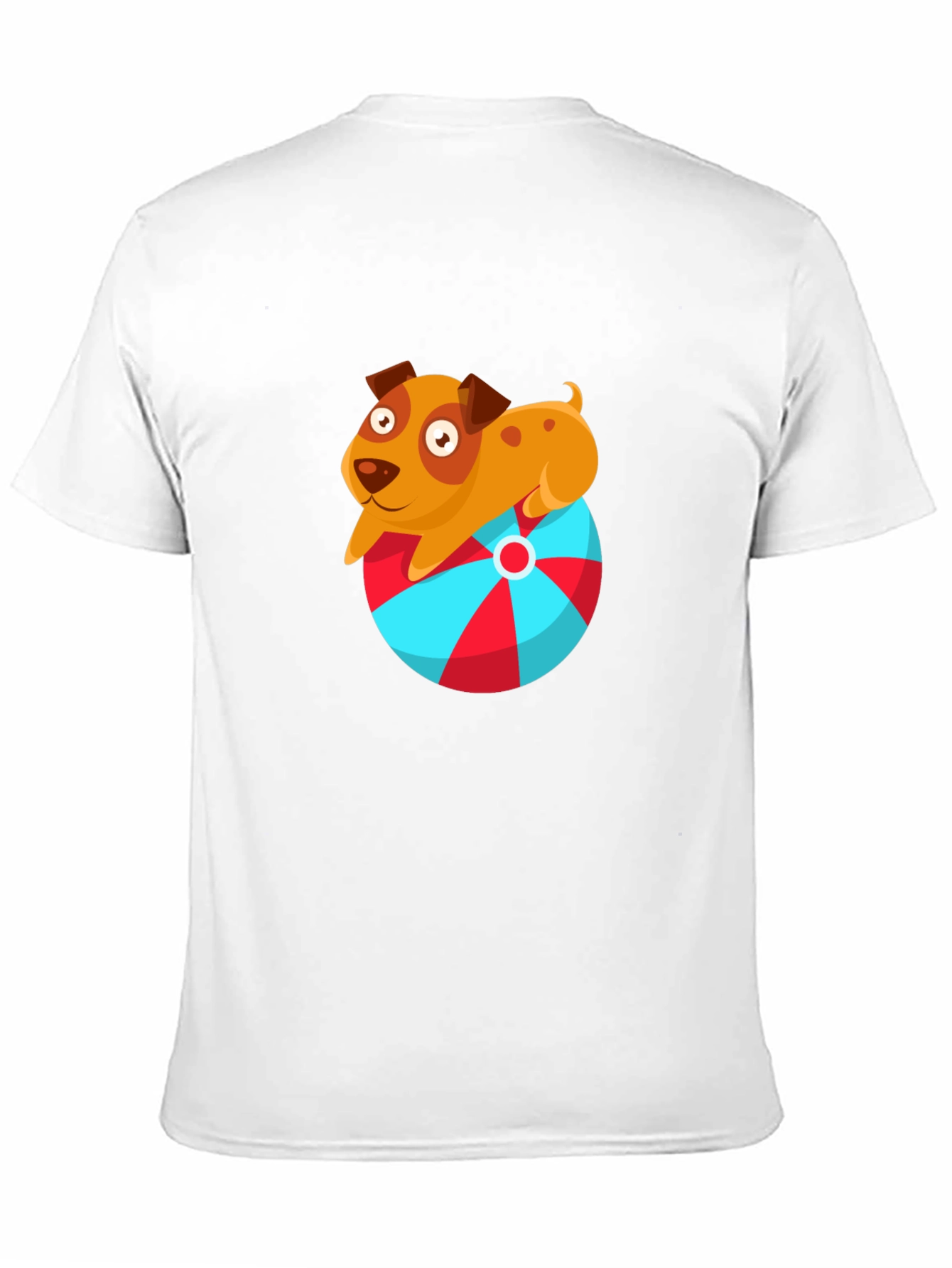 Cute Dog on Ball Graphic T-Shirt - Black