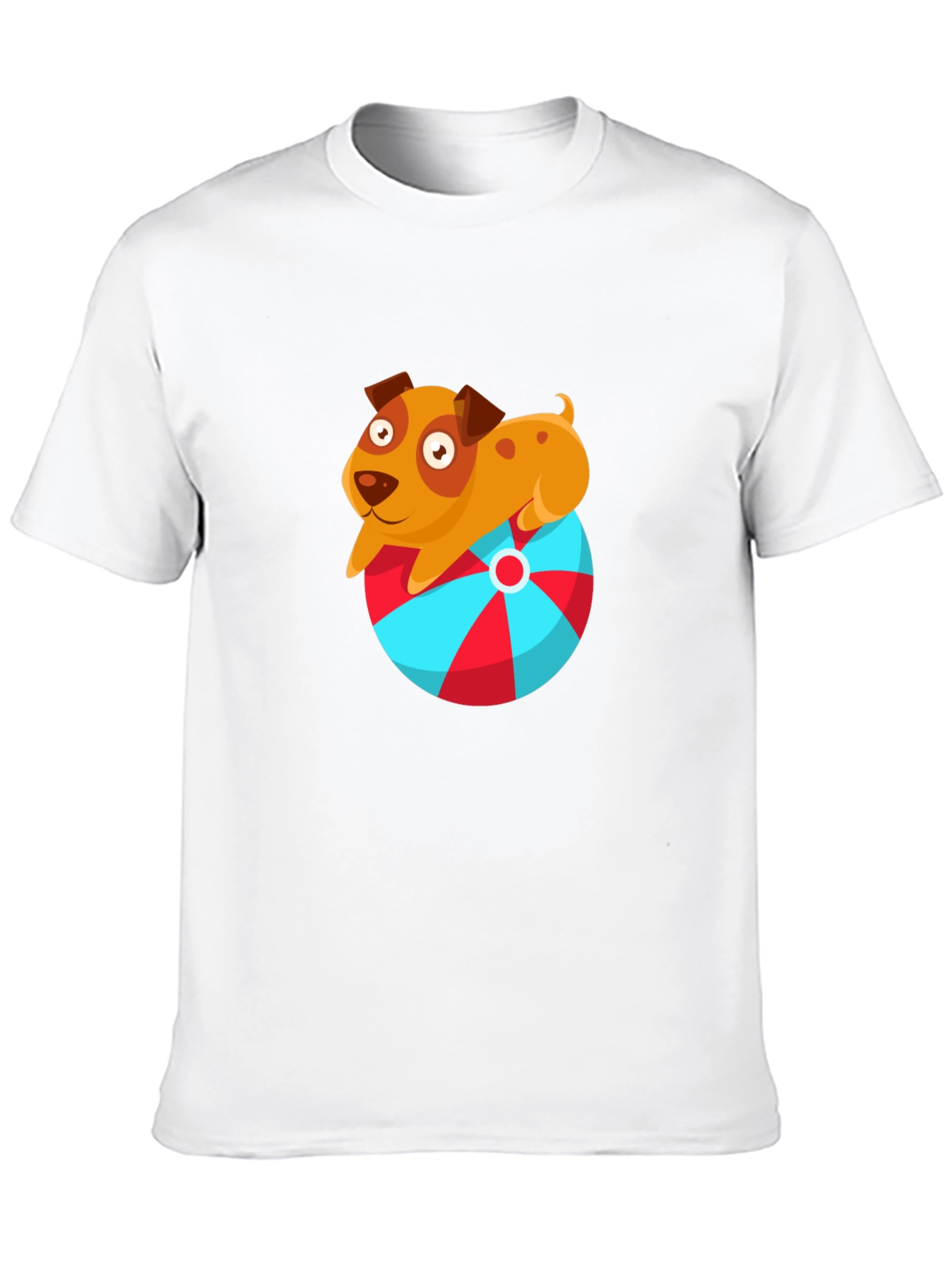 Cute Dog on Ball Graphic T-Shirt - Black