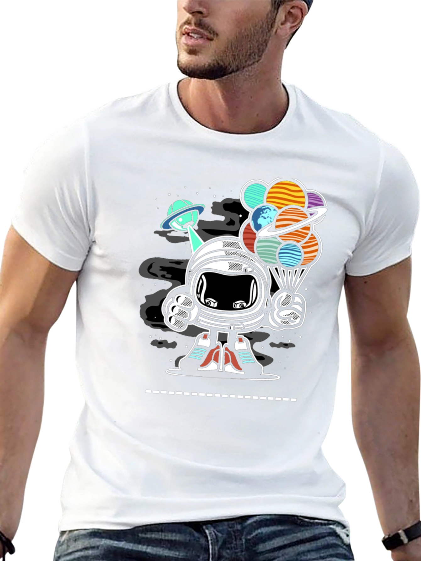 Astronaut Planet Balloon Graphic Tee