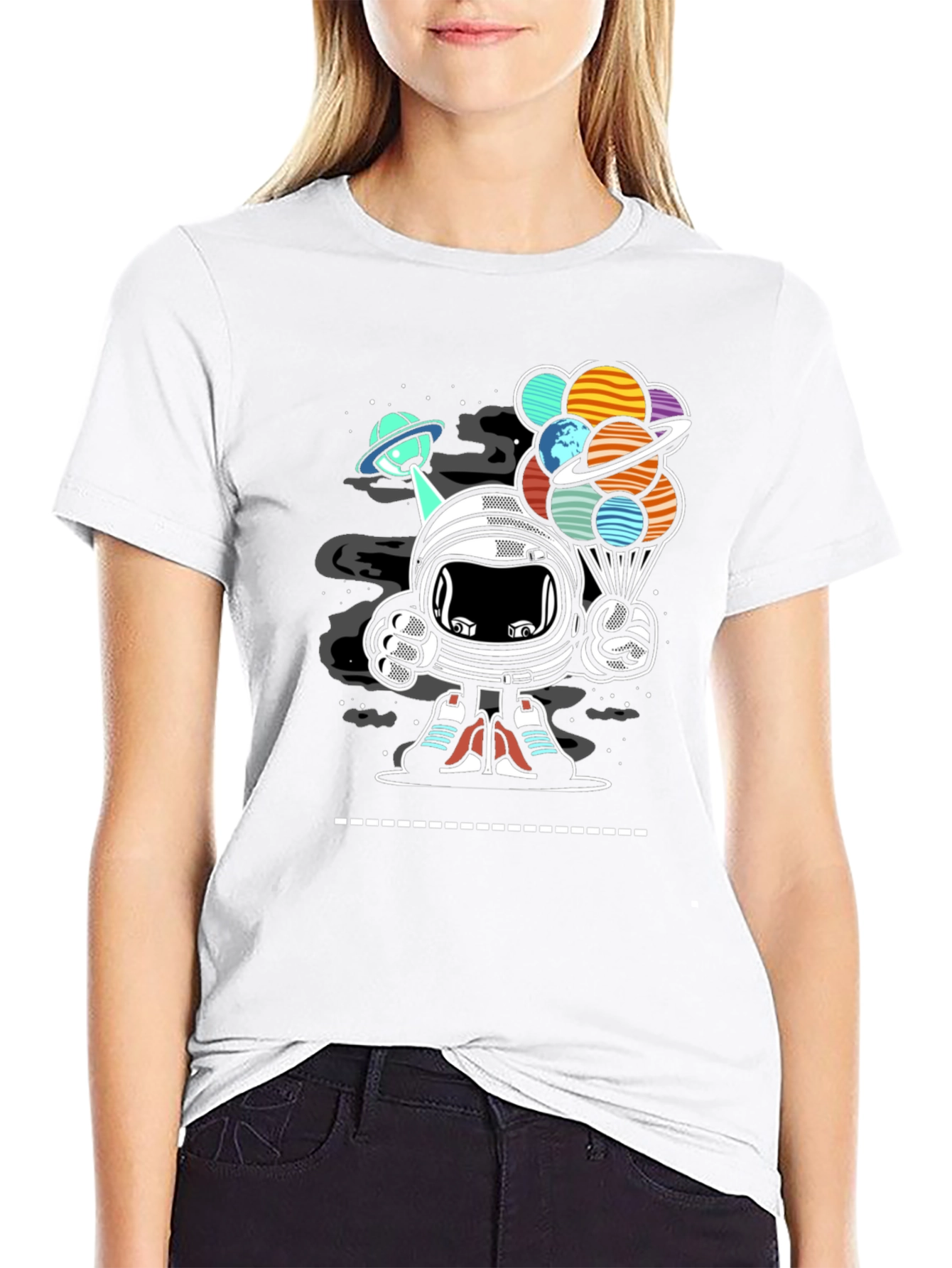 Astronaut Planet Balloon Graphic Tee