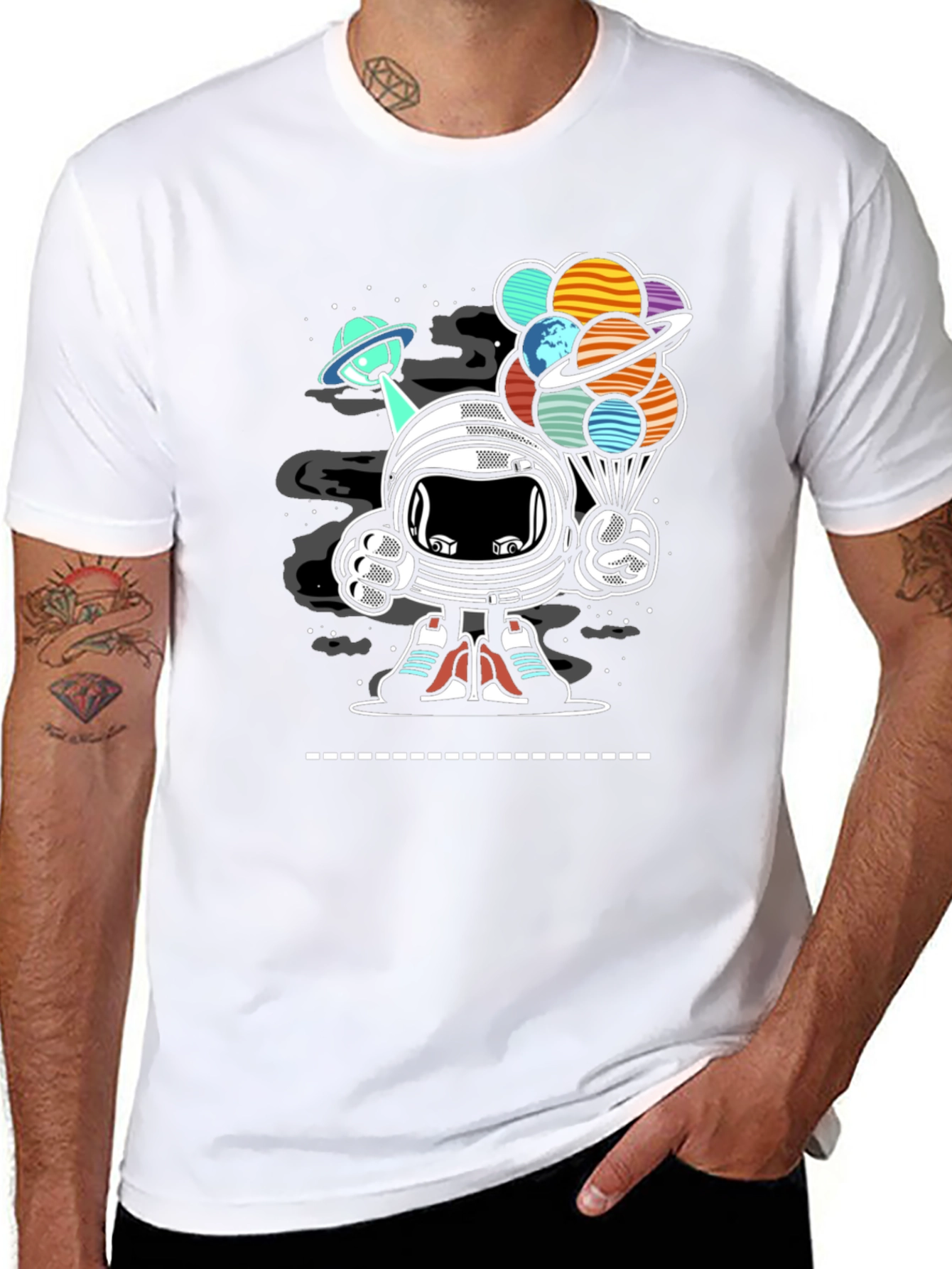 Astronaut Planet Balloon Graphic Tee