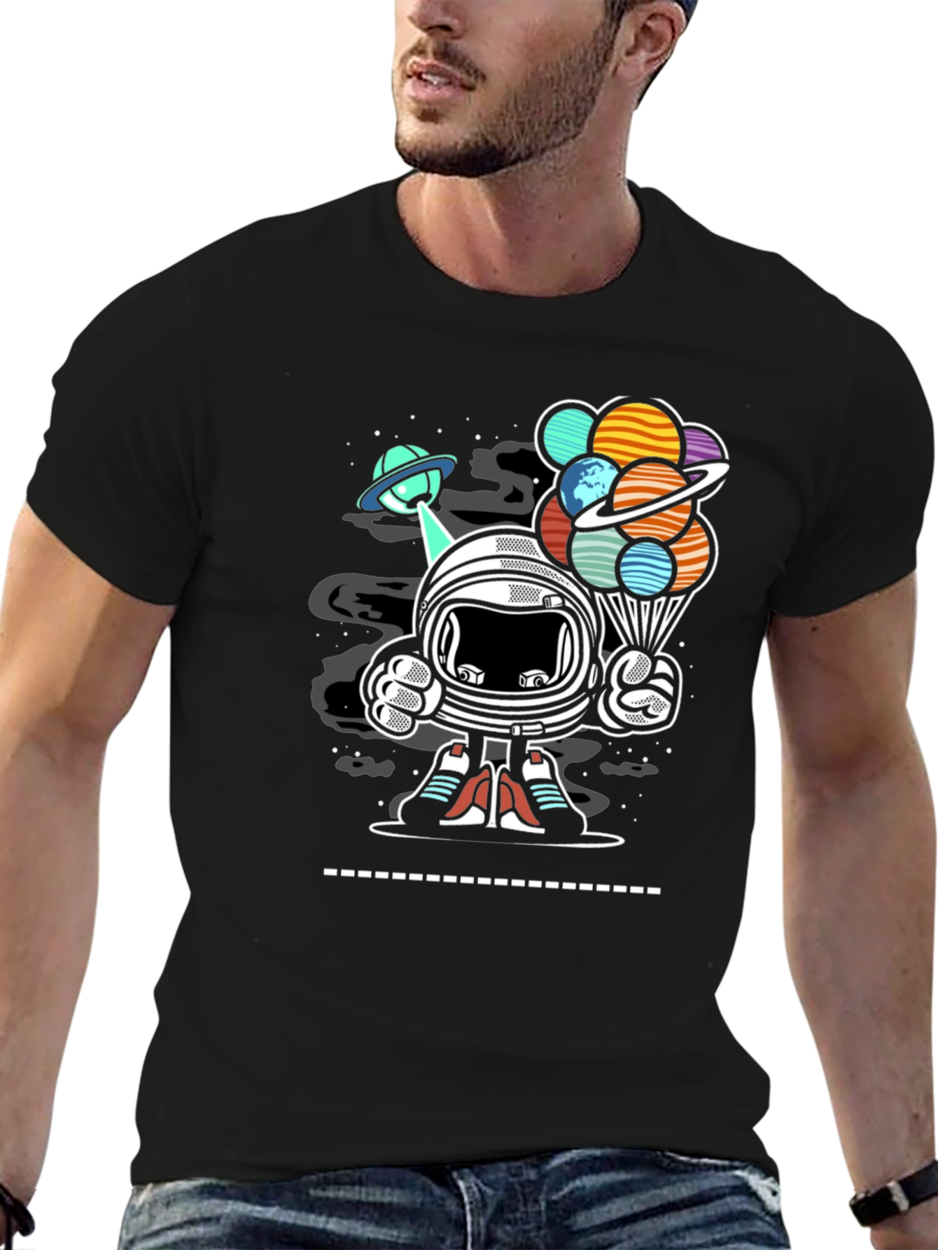 Astronaut Planet Balloon Graphic Tee