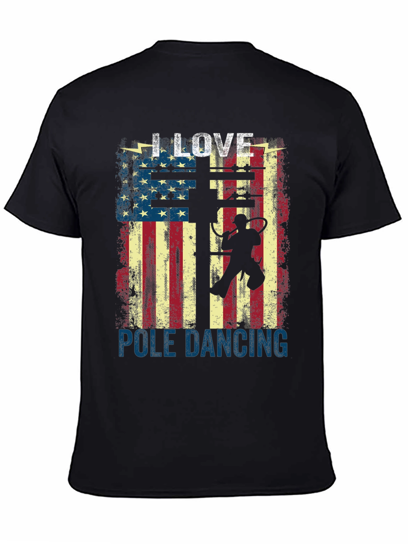 I Love Pole Dancing USA Flag Graphic T-Shirt