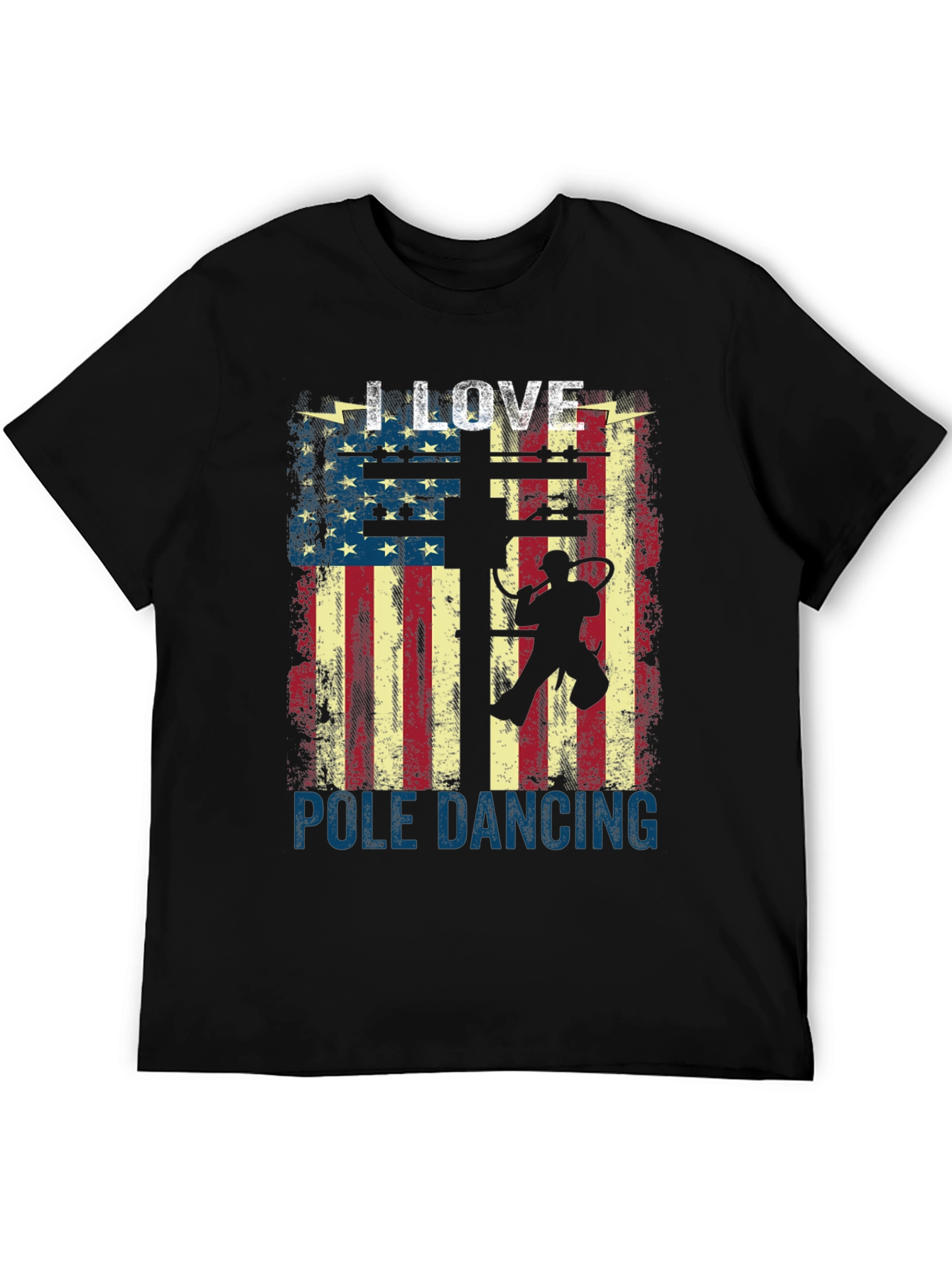 I Love Pole Dancing USA Flag Graphic T-Shirt
