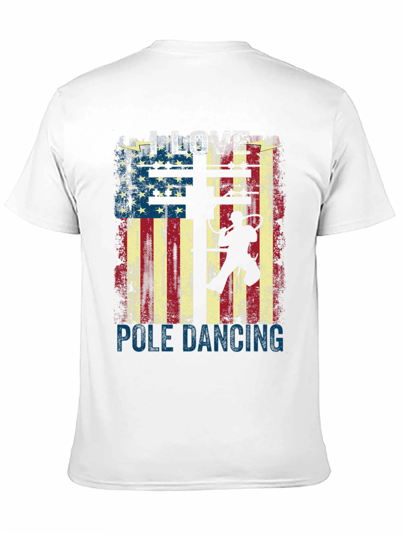 I Love Pole Dancing USA Flag Graphic T-Shirt