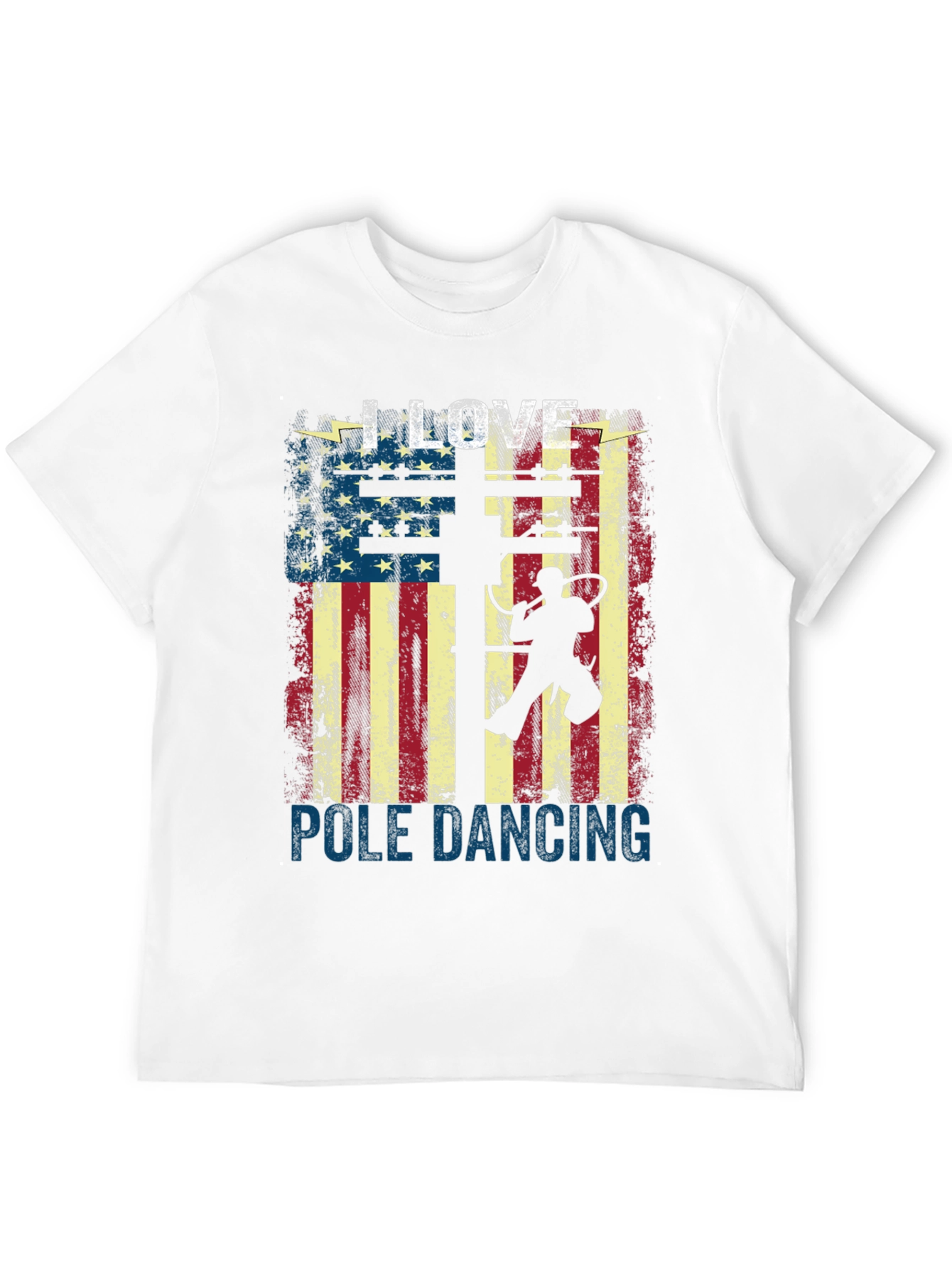 I Love Pole Dancing USA Flag Graphic T-Shirt
