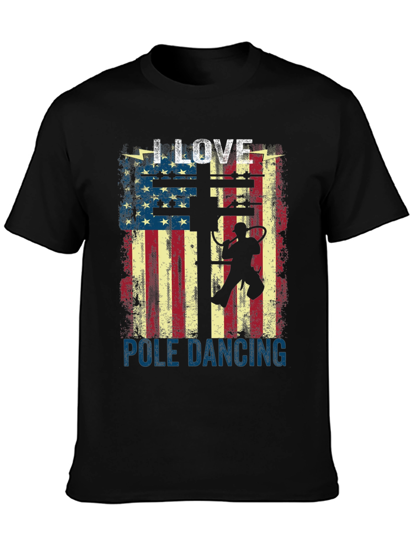 I Love Pole Dancing USA Flag Graphic T-Shirt