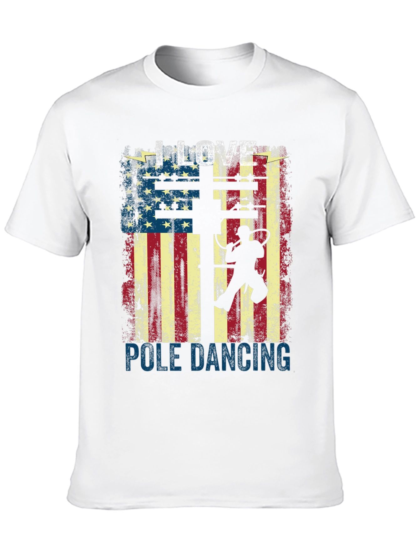 I Love Pole Dancing USA Flag Graphic T-Shirt