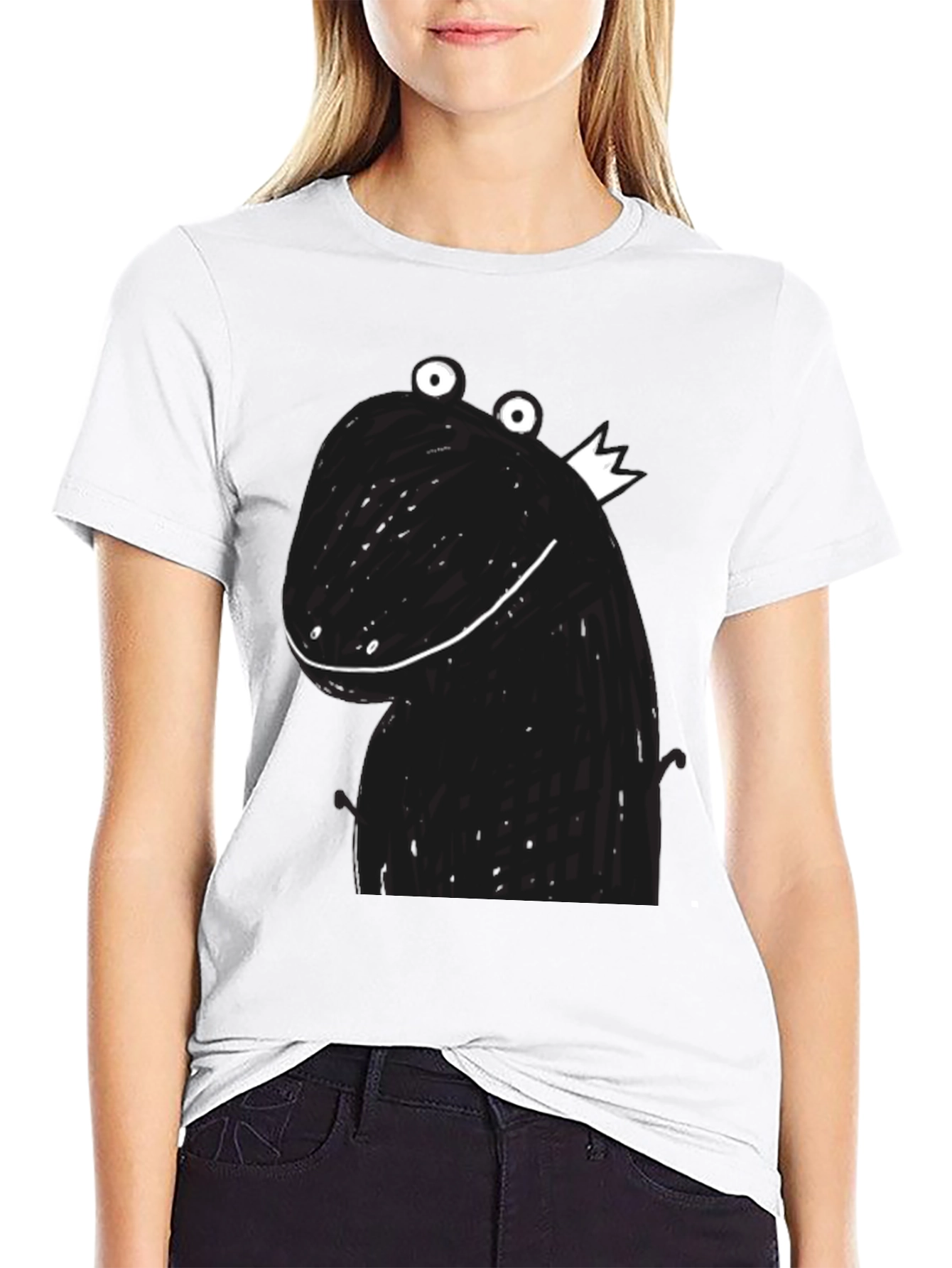 Funny Dinosaur King Graphic Tee - Black