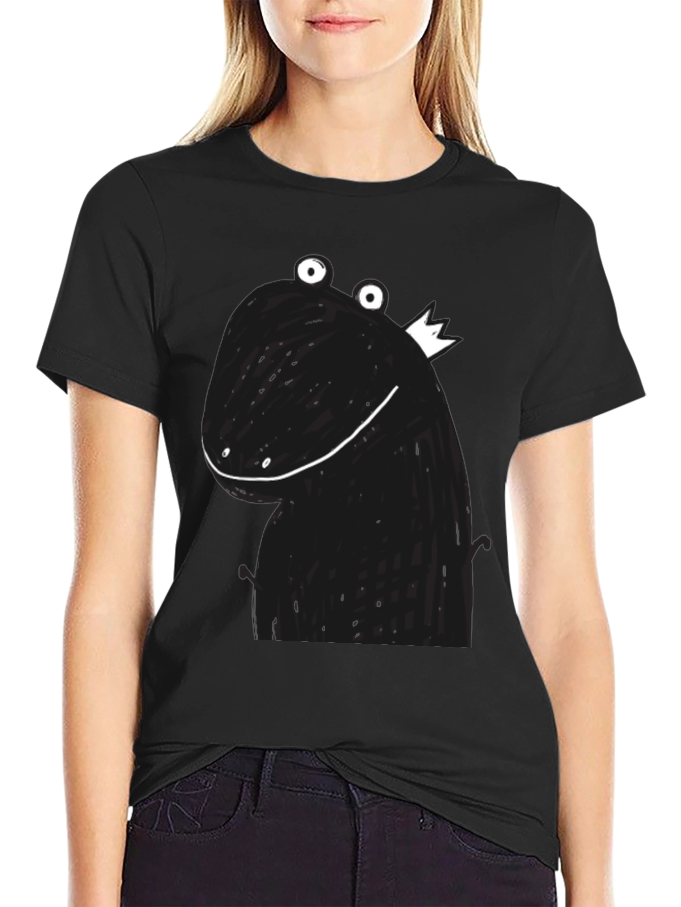 Funny Dinosaur King Graphic Tee - Black