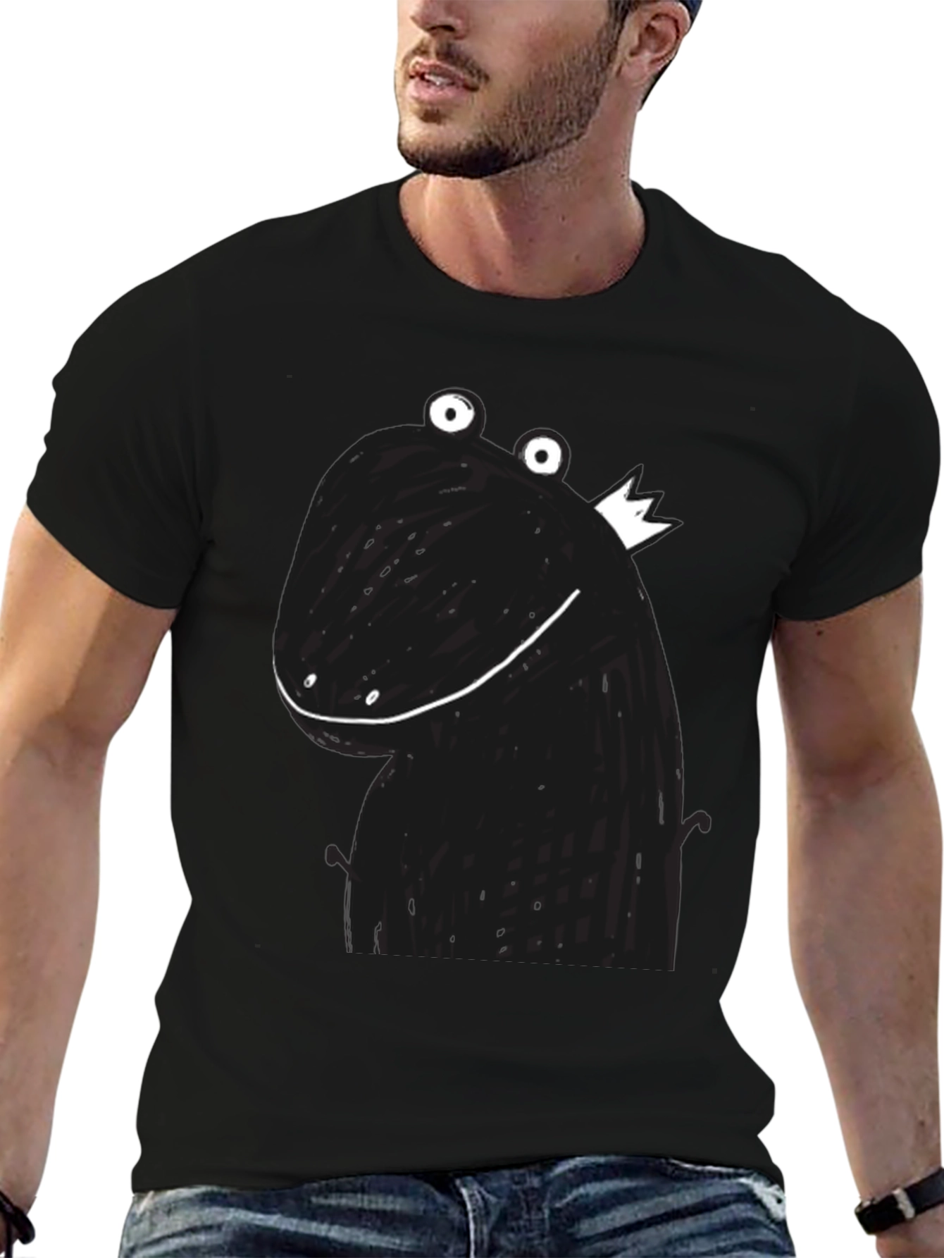Funny Dinosaur King Graphic Tee - Black