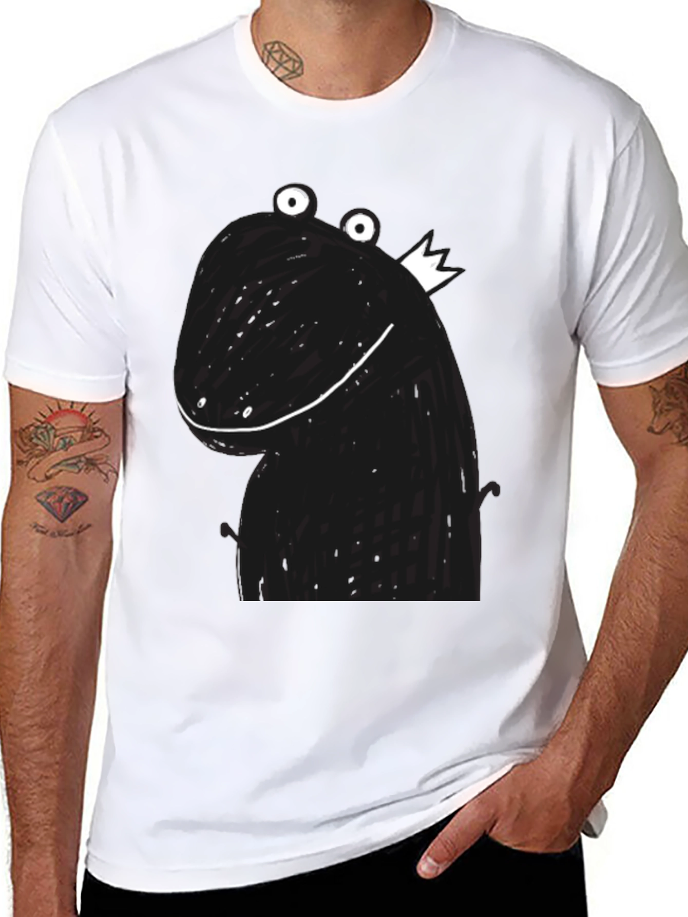 Funny Dinosaur King Graphic Tee - Black