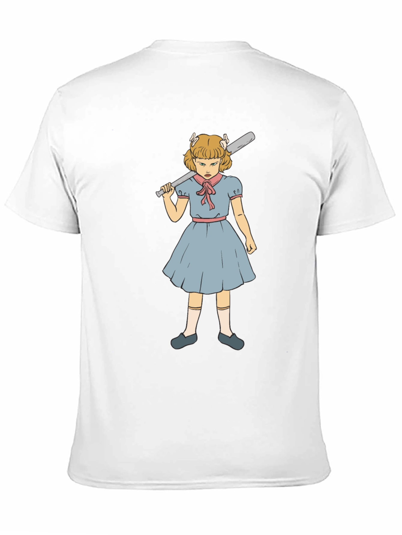 T-Shirt with Angry Girl Baseball Bat Graphic