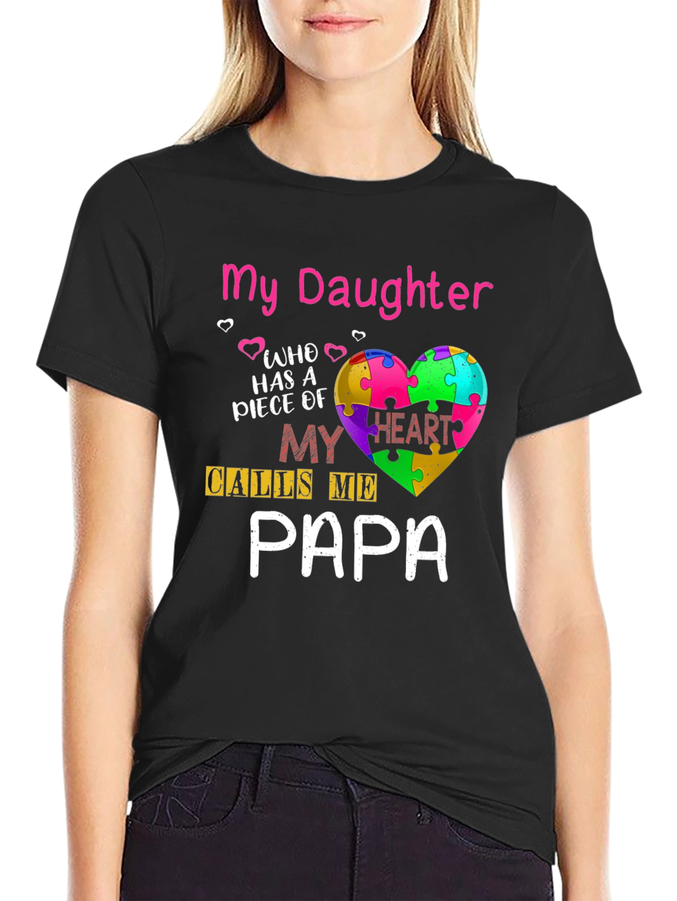 Autism Awareness Daughter Papa T-Shirt