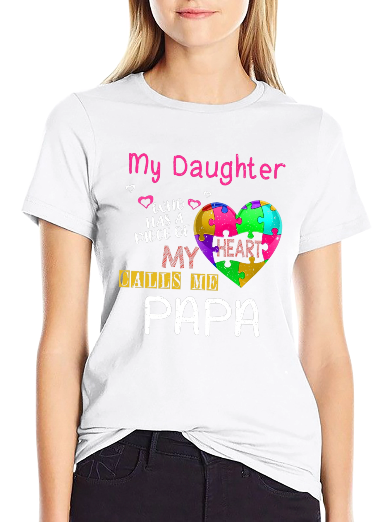 Autism Awareness Daughter Papa T-Shirt