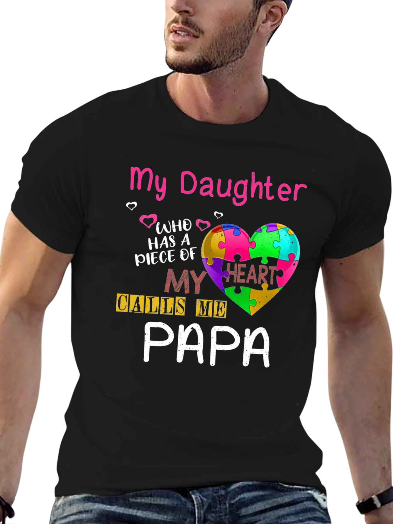 Autism Awareness Daughter Papa T-Shirt