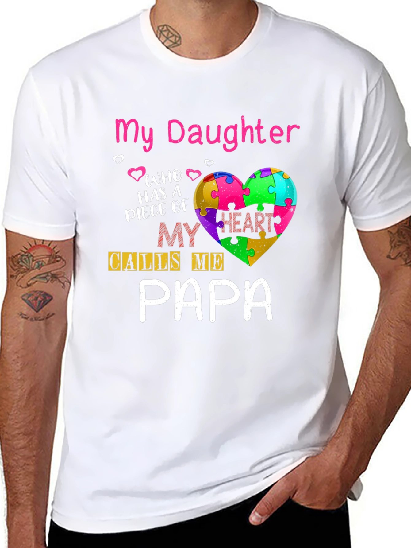 Autism Awareness Daughter Papa T-Shirt