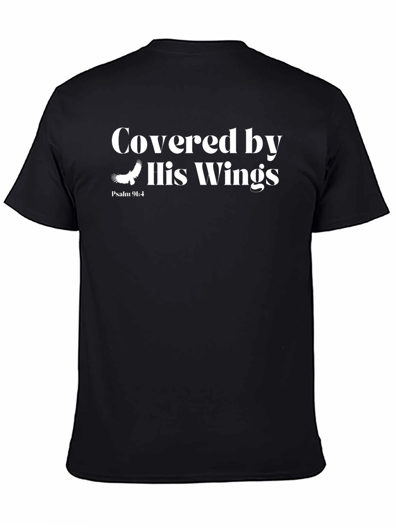 Covered by His Wings Black Tee