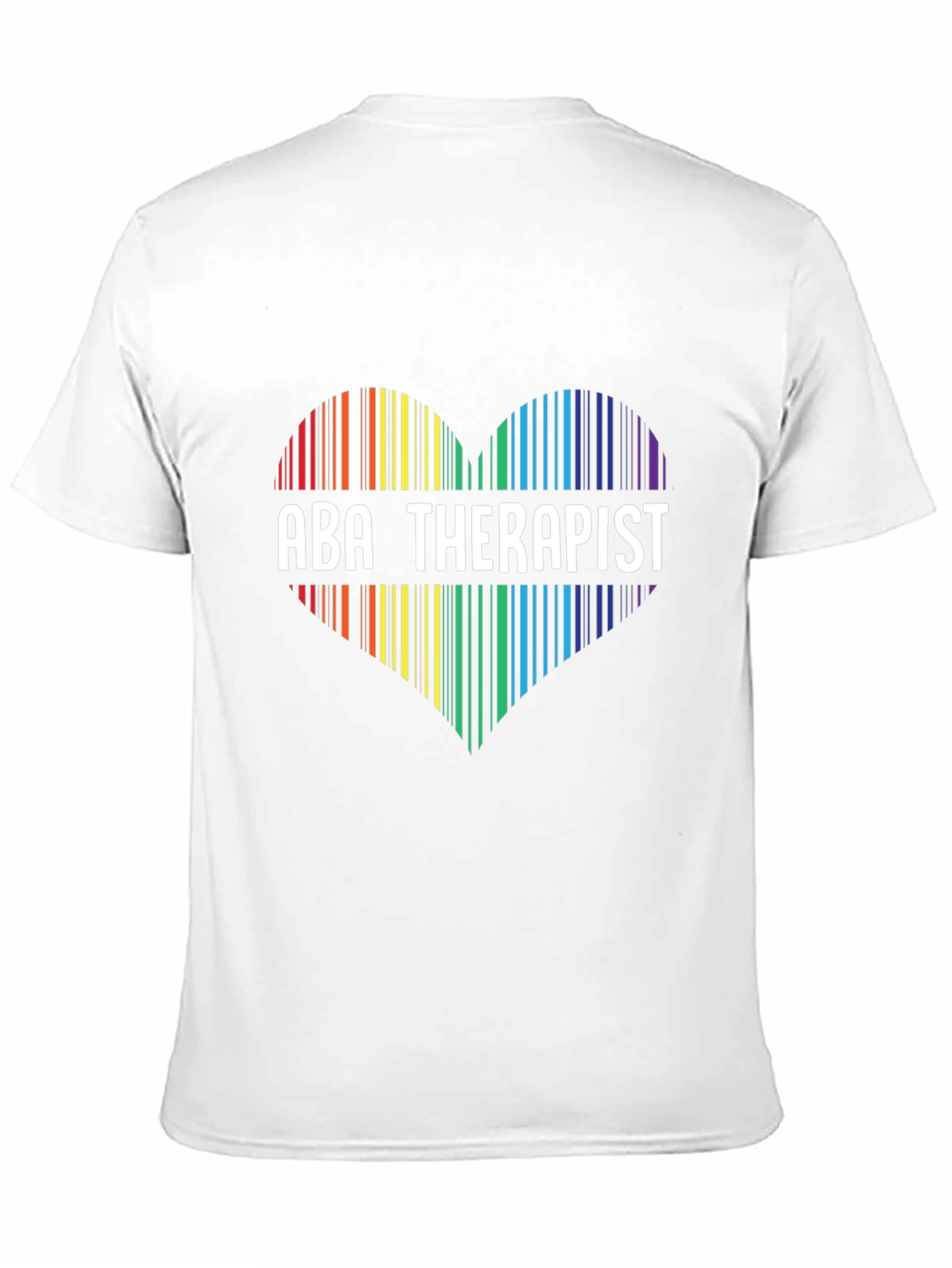 ABA Therapist Rainbow Heart Barcode T-Shirt