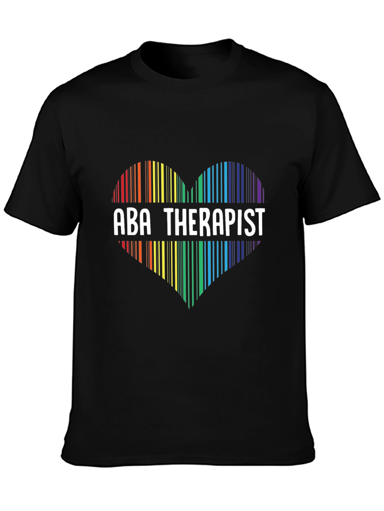 ABA Therapist Rainbow Heart Barcode T-Shirt