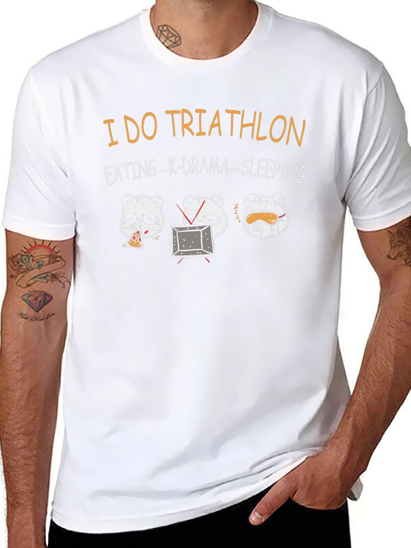 I Do Triathlon Panda Eating K-Drama Sleeping T-Shirt