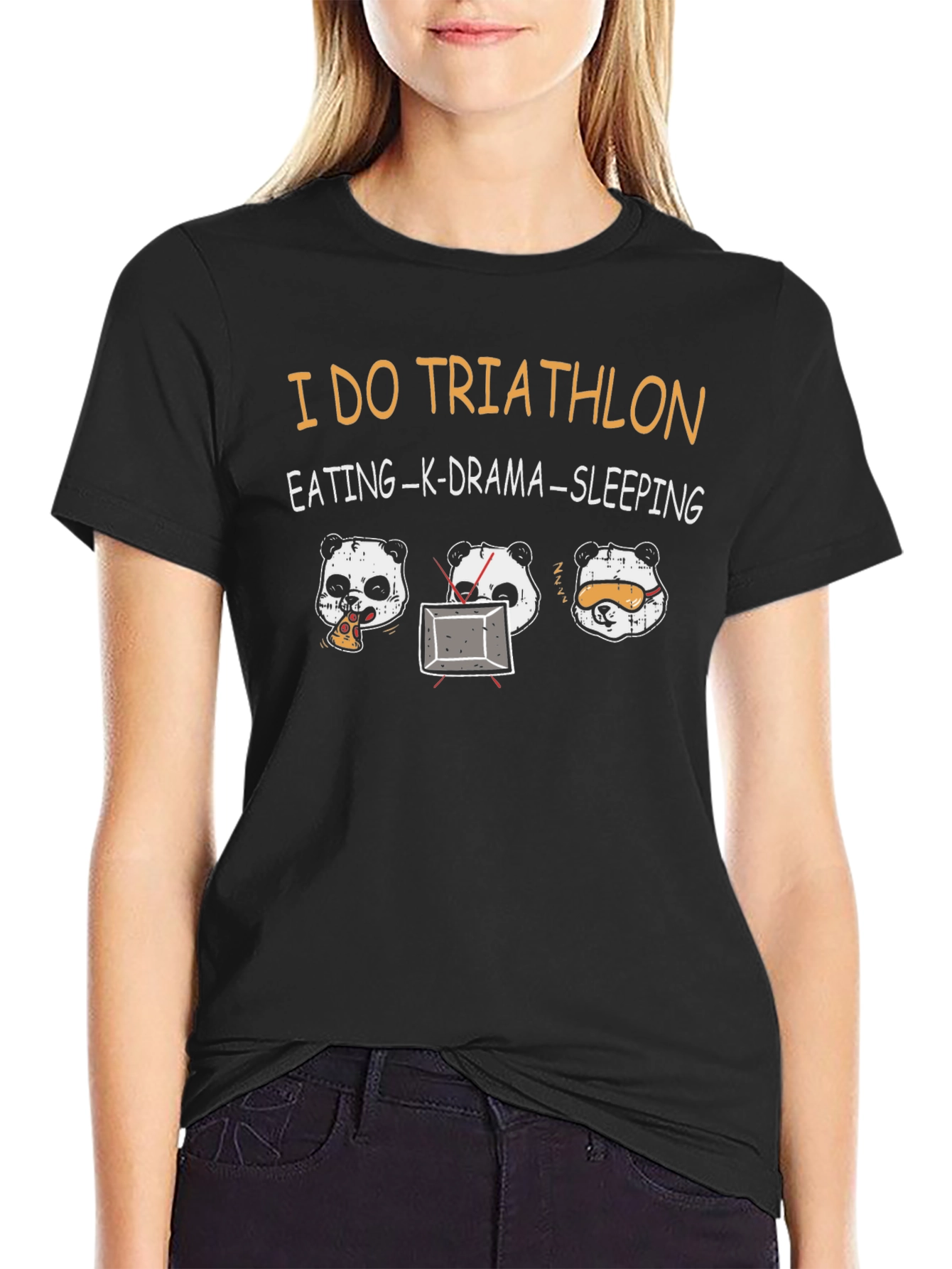 I Do Triathlon Panda Eating K-Drama Sleeping T-Shirt