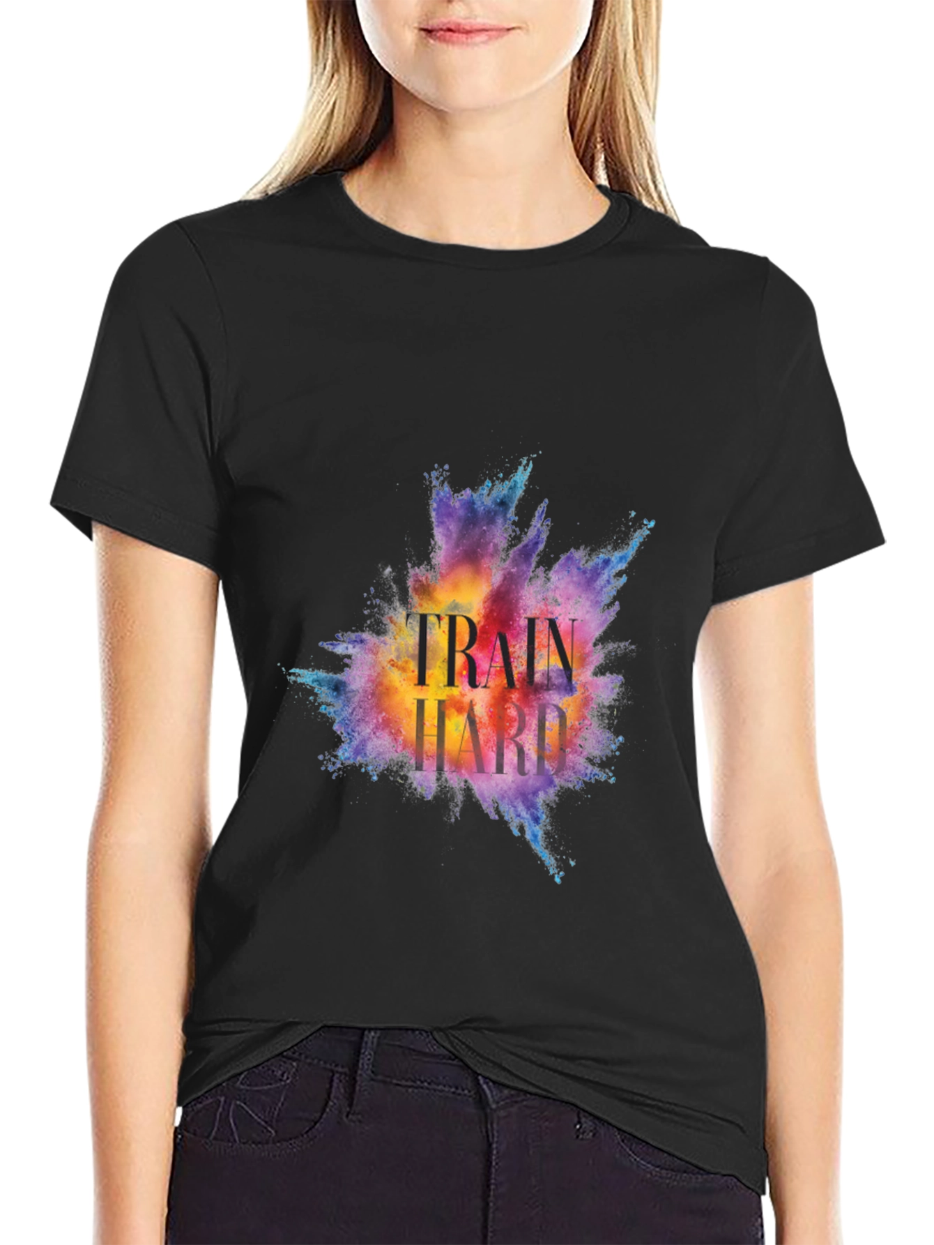 Train Hard Graphic Tee - Motivational Workout Shirt
