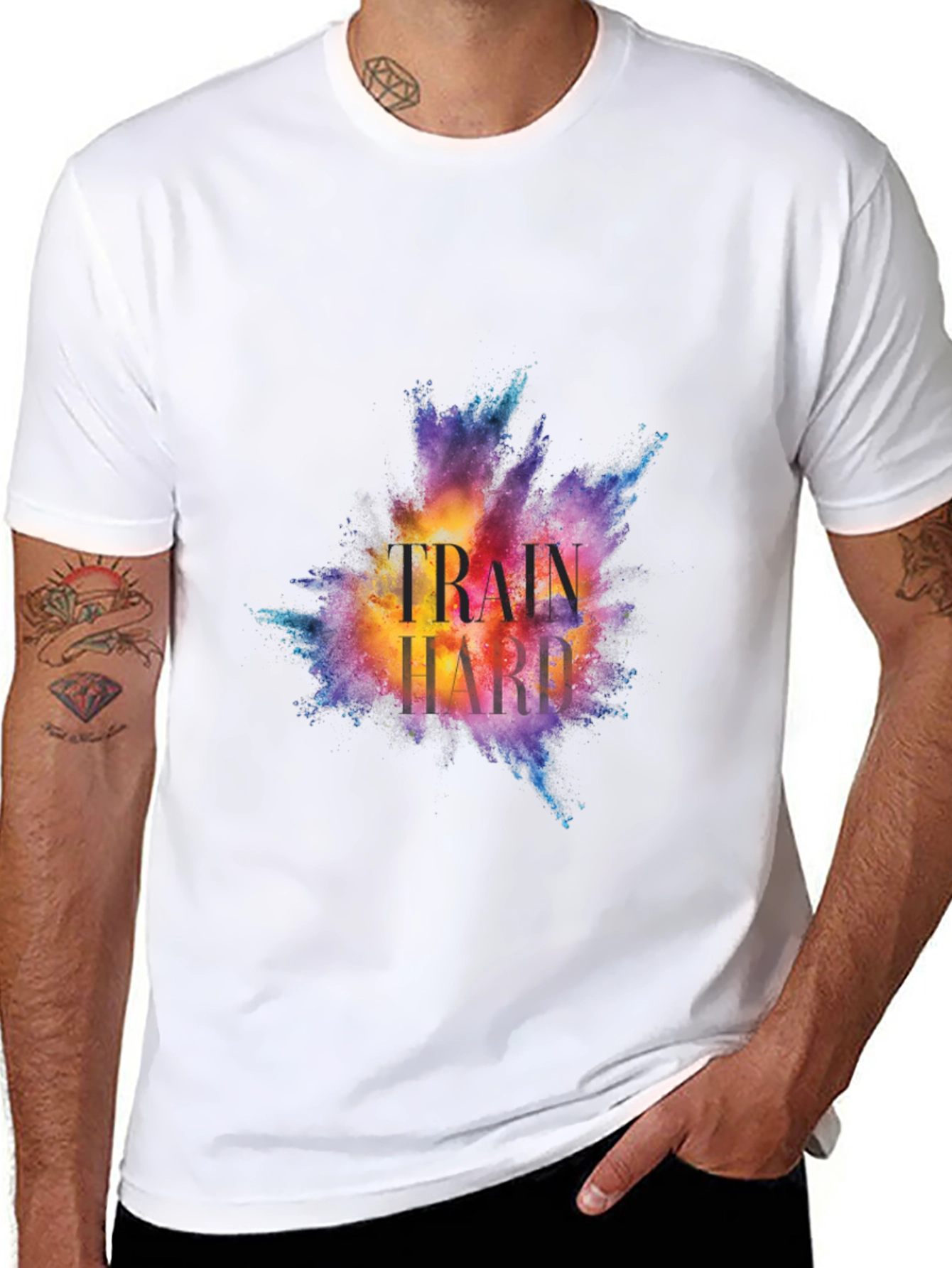Train Hard Graphic Tee - Motivational Workout Shirt
