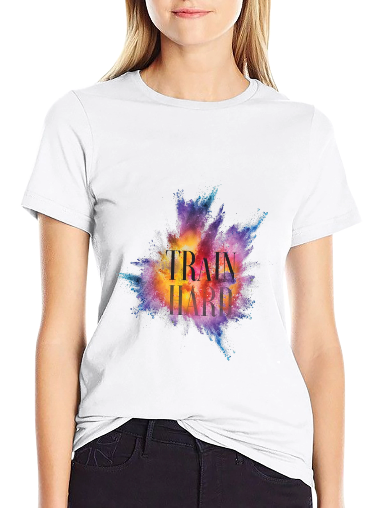 Train Hard Graphic Tee - Motivational Workout Shirt
