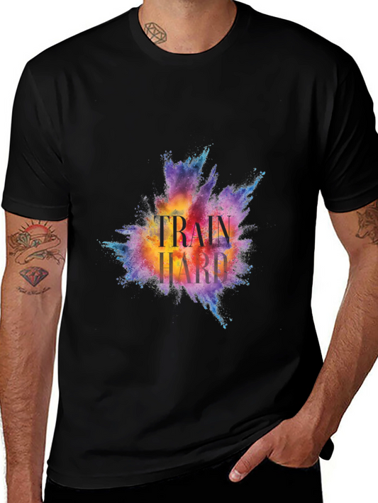 Train Hard Graphic Tee - Motivational Workout Shirt