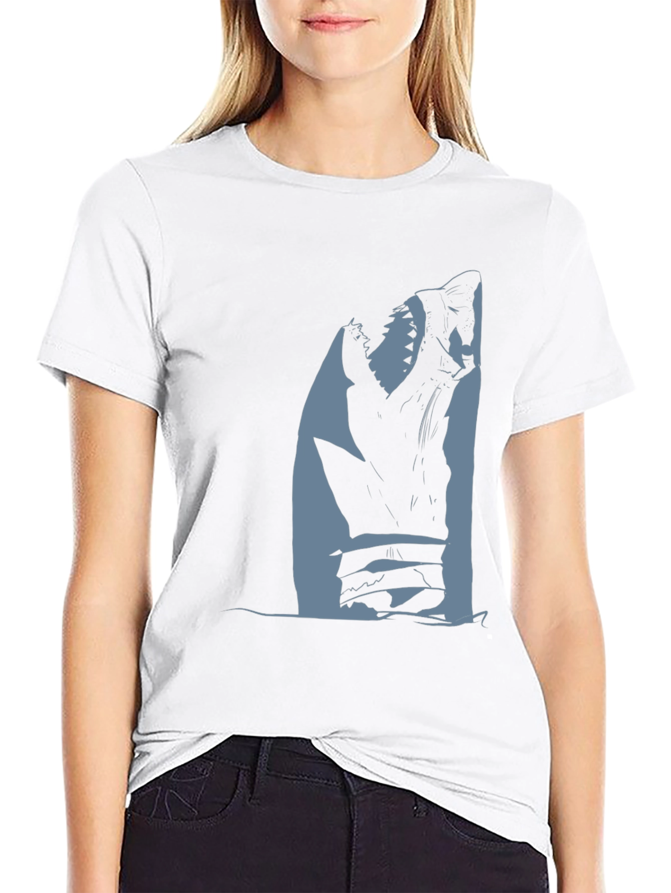Shark Attack Graphic Tee - Black Cotton T-Shirt
