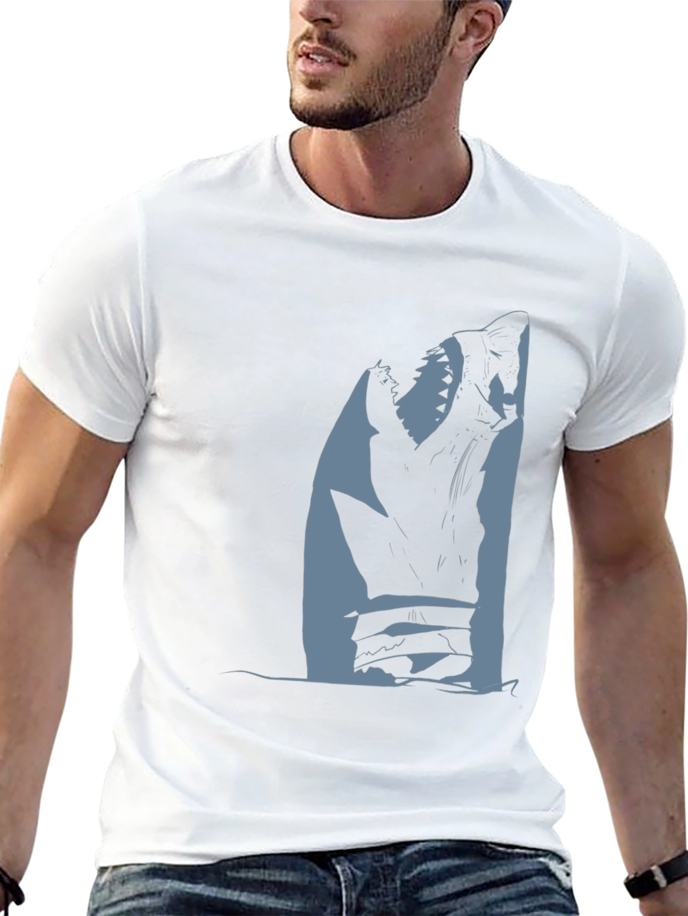 Shark Attack Graphic Tee - Black Cotton T-Shirt
