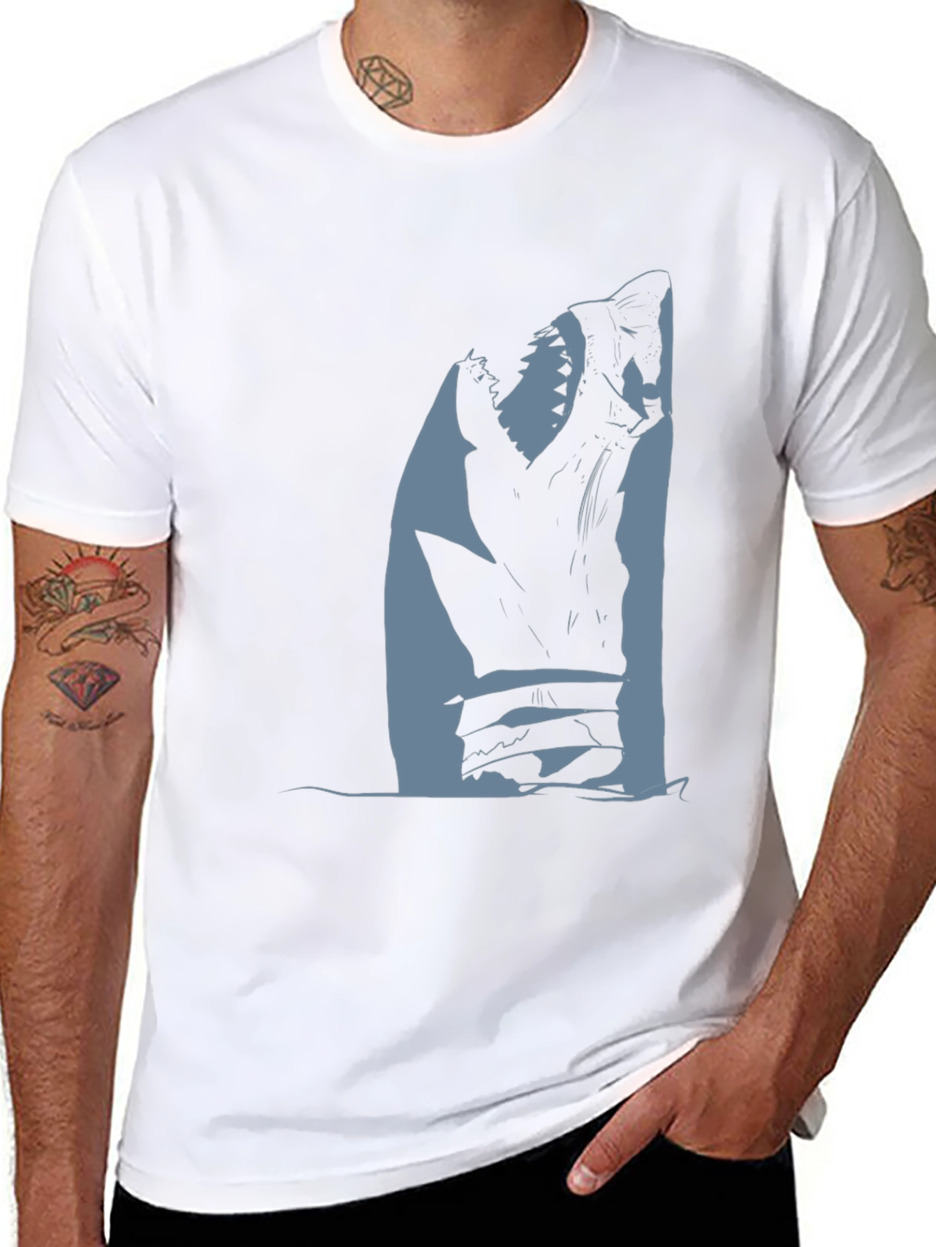 Shark Attack Graphic Tee - Black Cotton T-Shirt
