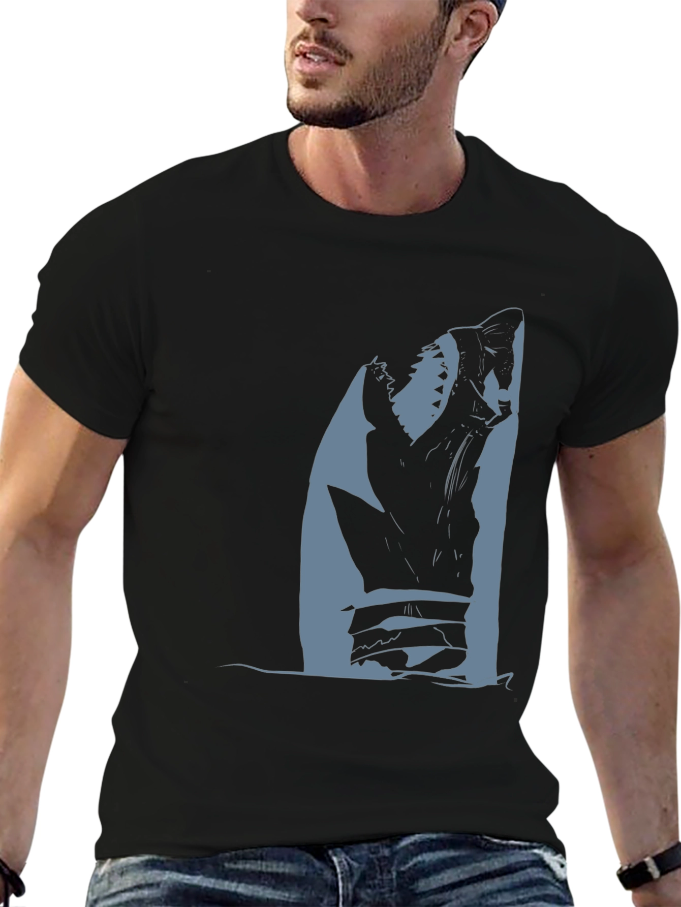 Shark Attack Graphic Tee - Black Cotton T-Shirt