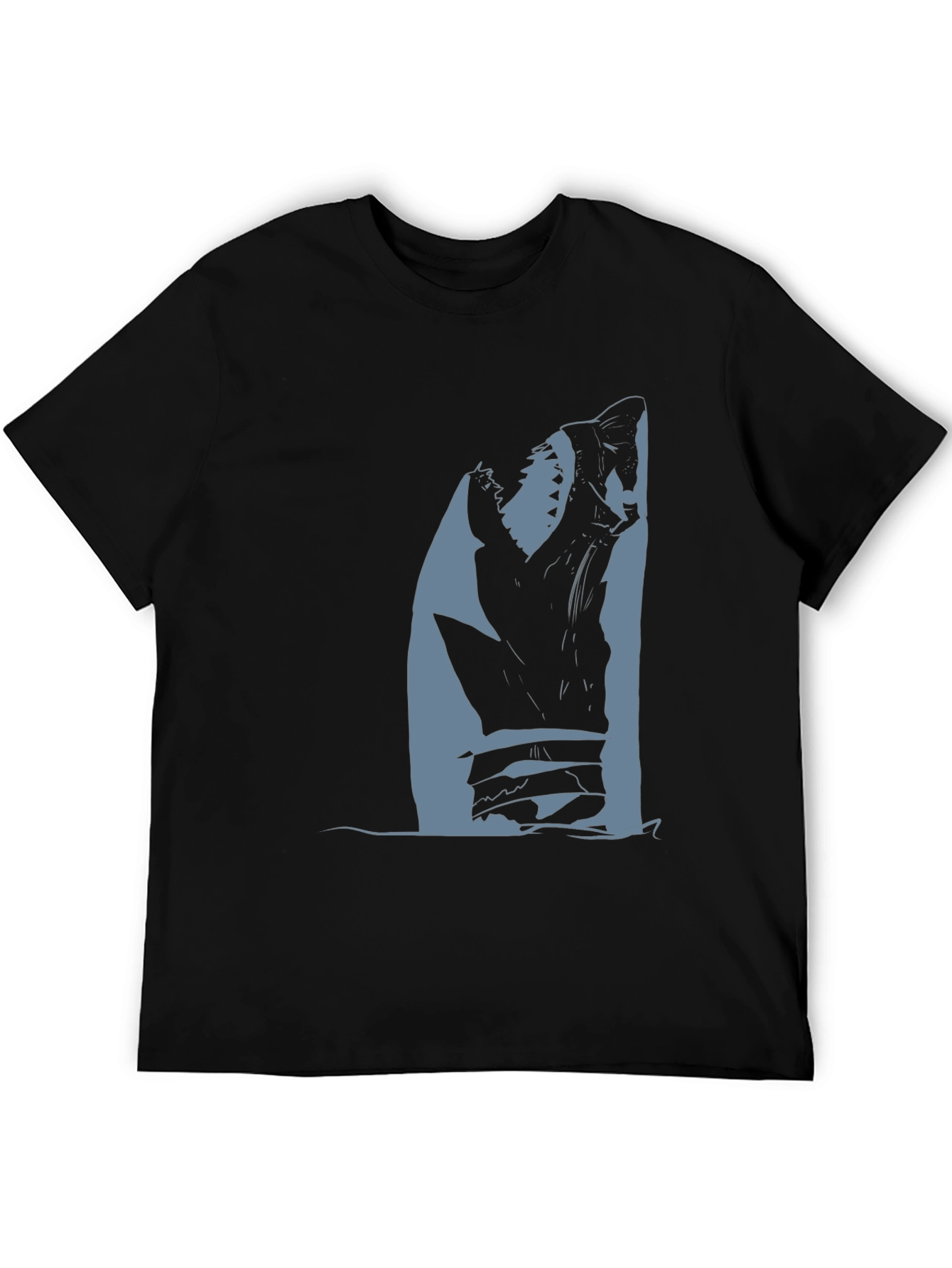 Shark Attack Graphic Tee - Black Cotton T-Shirt