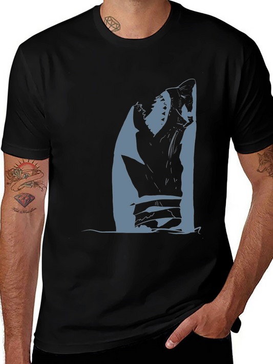Shark Attack Graphic Tee - Black Cotton T-Shirt