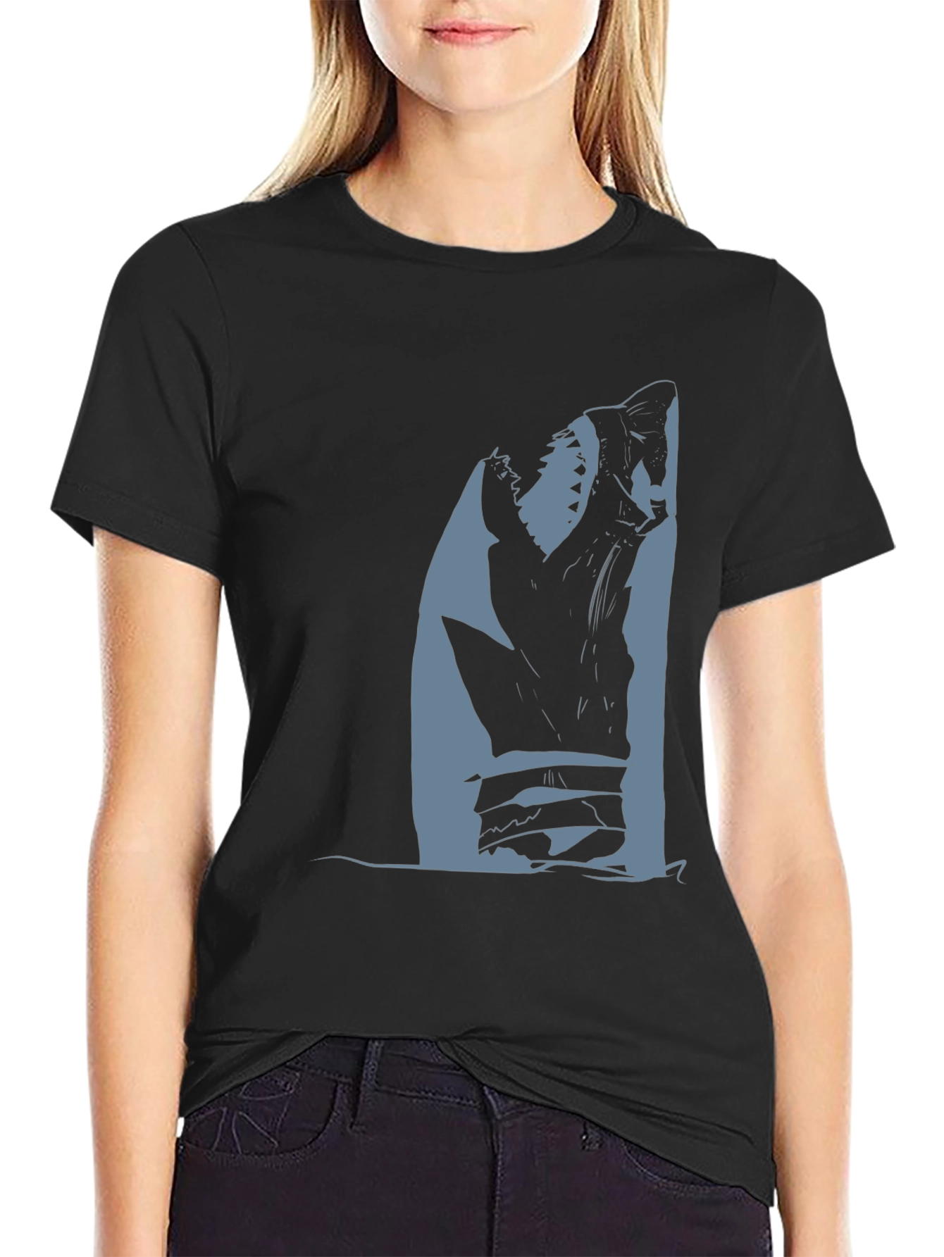 Shark Attack Graphic Tee - Black Cotton T-Shirt