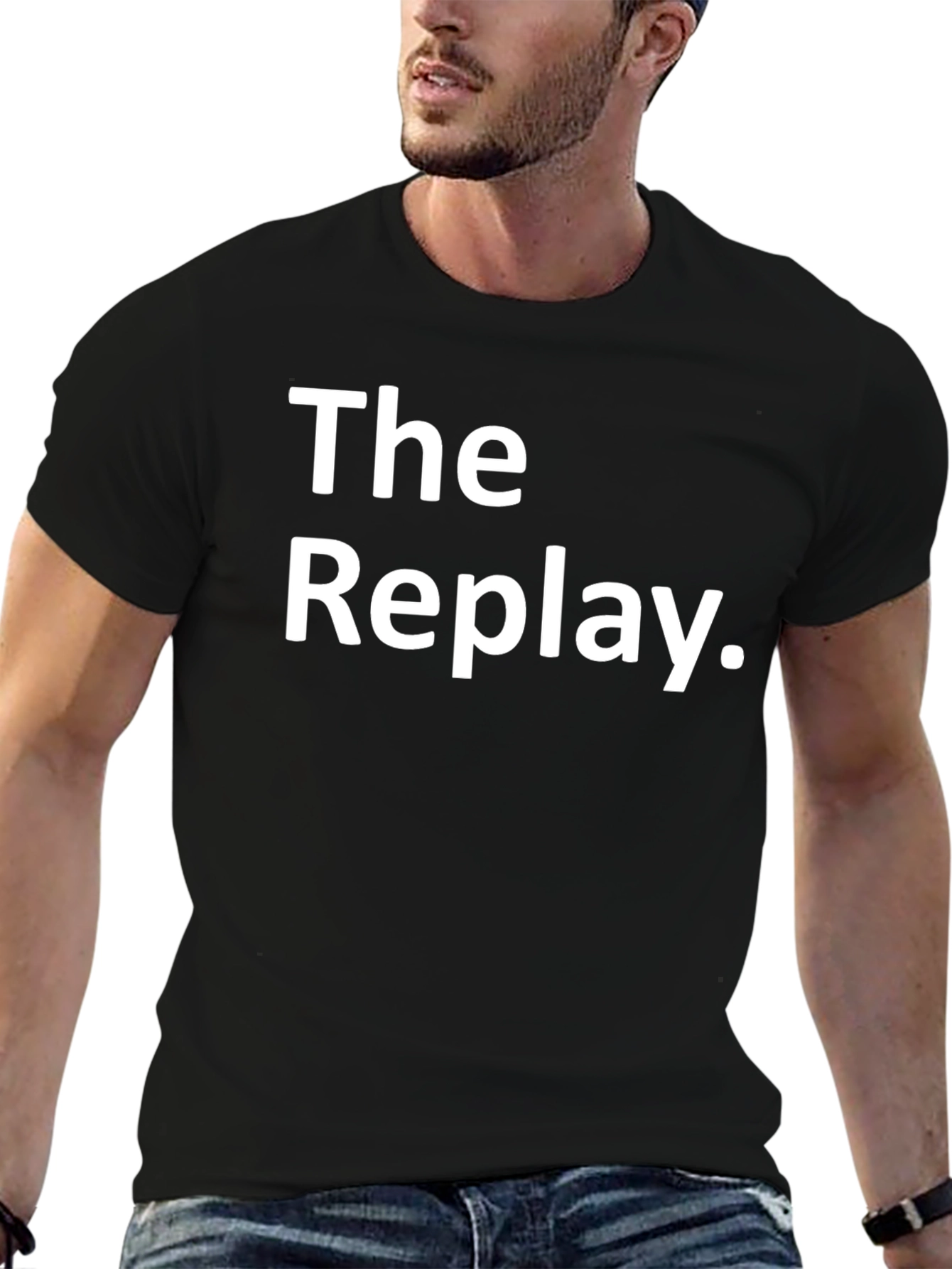 The Replay Graphic Tee - Black Cotton Casual T-Shirt