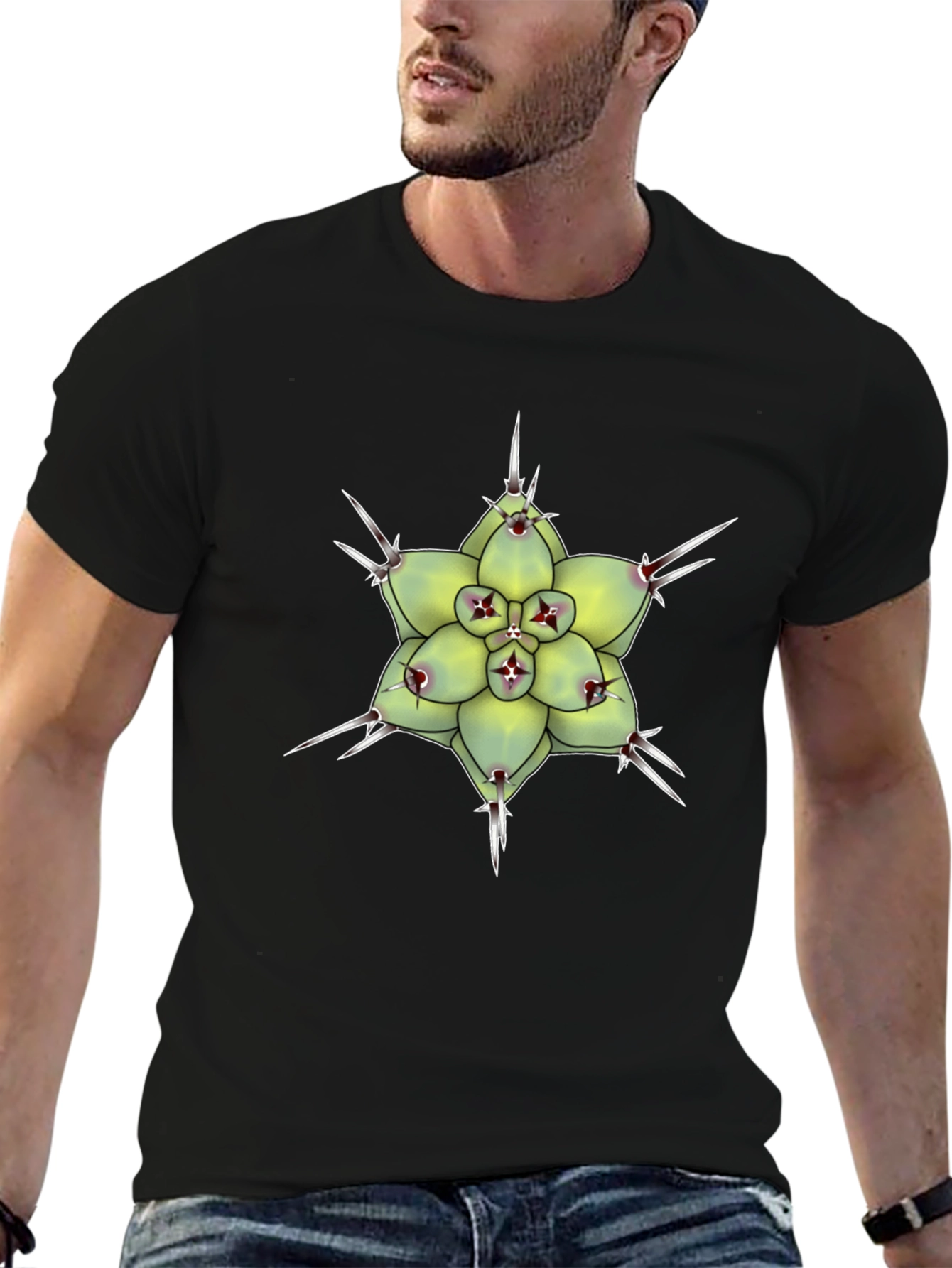 Cactus Flower Graphic T-Shirt - Unique Botanical Design