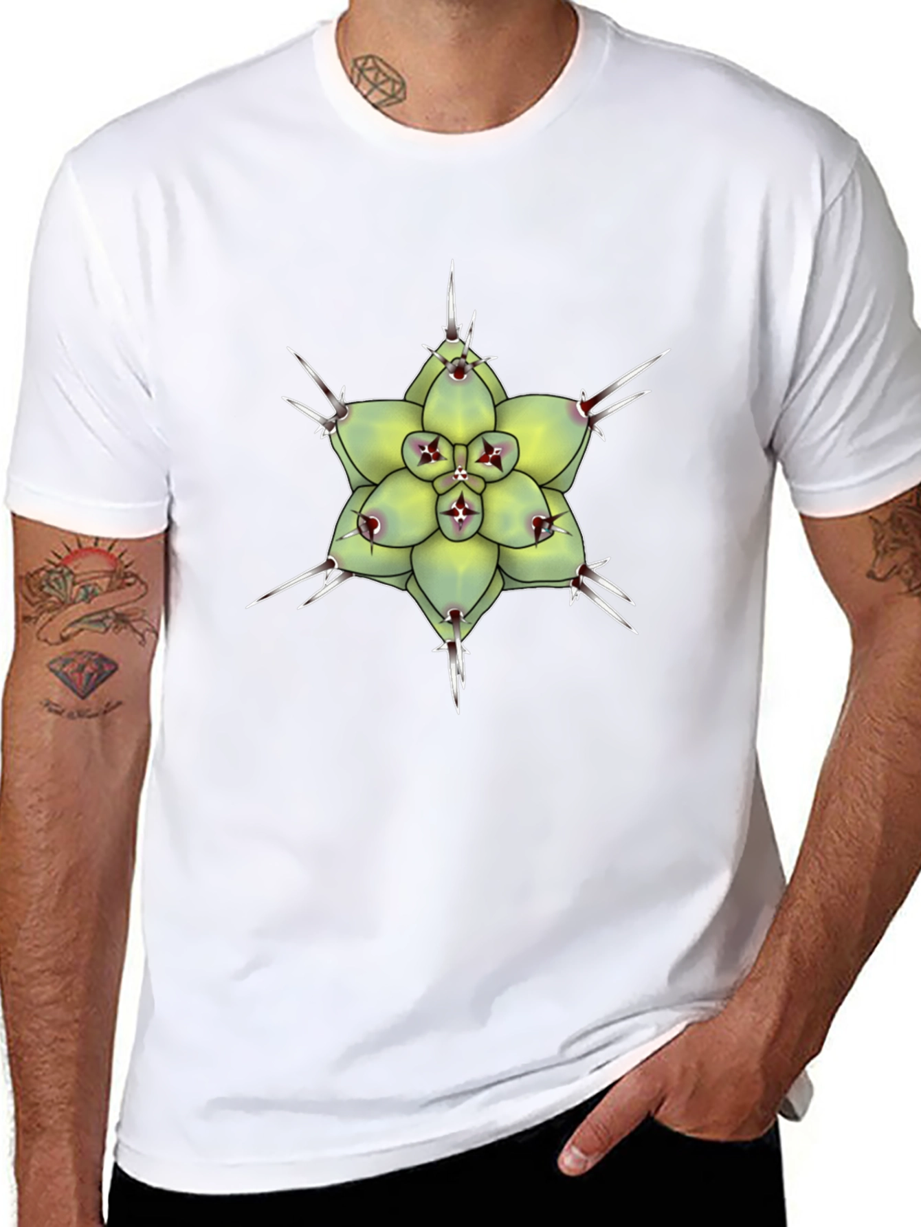 Cactus Flower Graphic T-Shirt - Unique Botanical Design