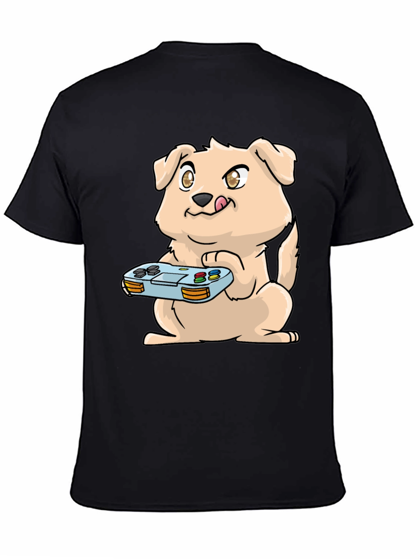Gamer Dog Graphic Tee - Black Casual T-Shirt