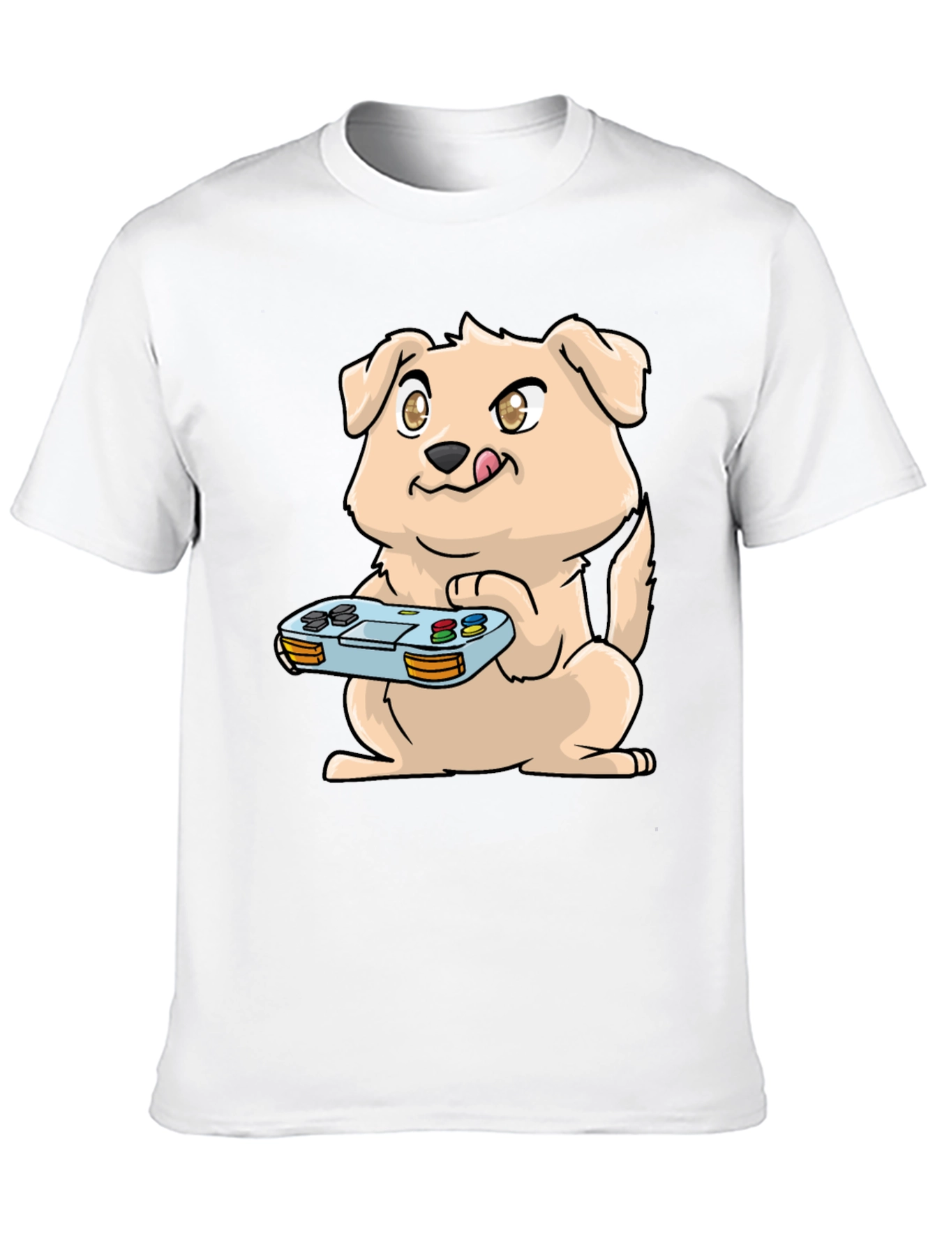 Gamer Dog Graphic Tee - Black Casual T-Shirt