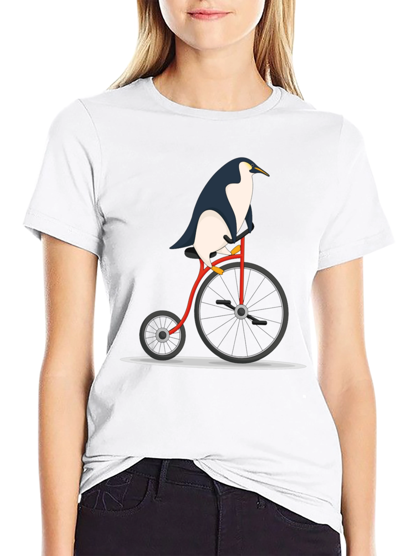 Penguin on Bike Graphic Tee - Black